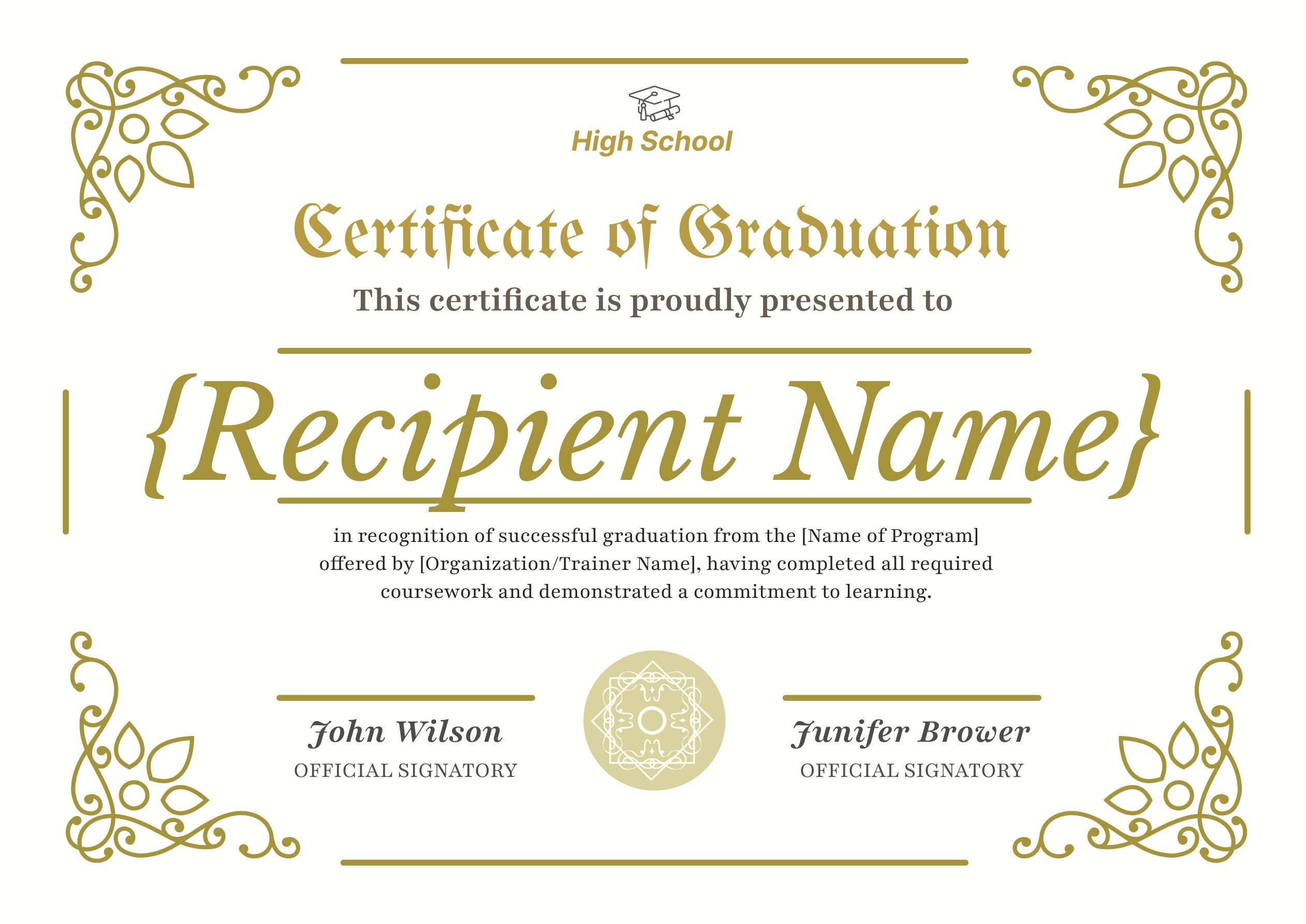 Wauld - Formal and Professional Graduation Certificate Template