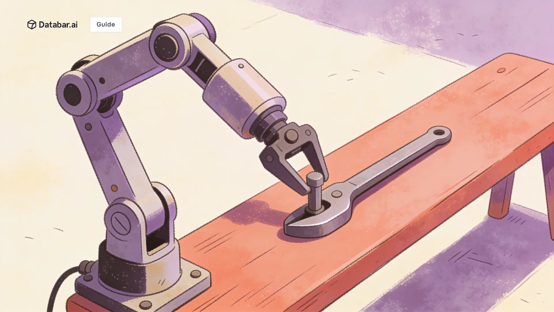 Illustration of a powered articulated arm working alongside a simple lever tool on one bench — Master GTM Strategies and Generate New Leads Using GPT-5: 2026 Guide for B2B Teams