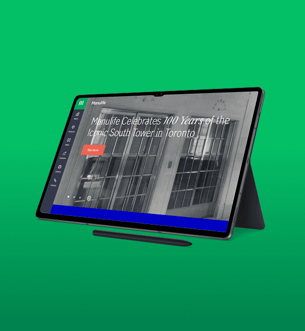 Manulife website in a tablet