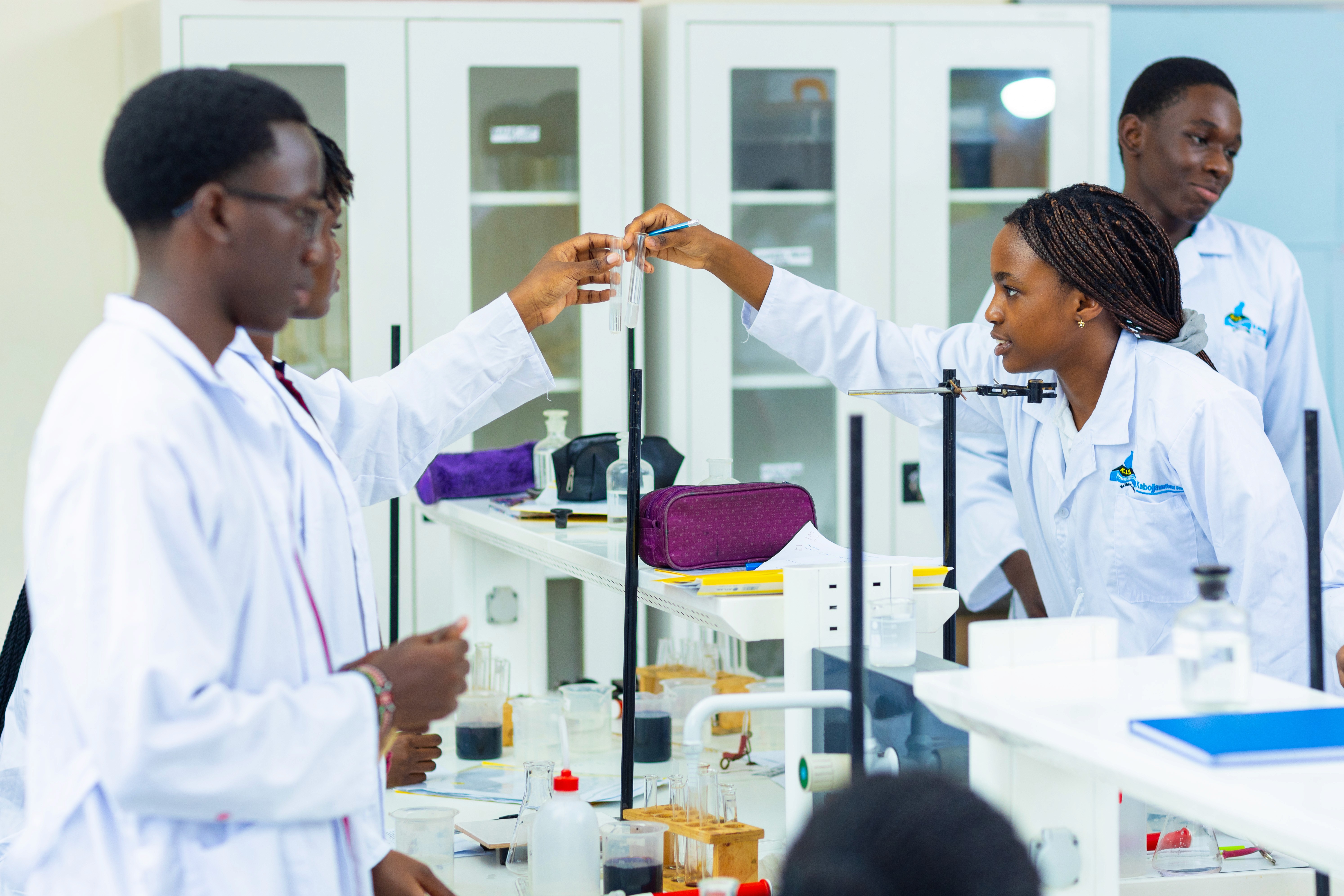 A school building stands against the backdrop of a clear sky