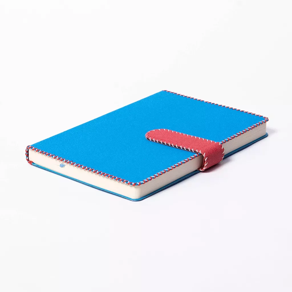 Custom A5 hard cover notebook with hand-stitched edges