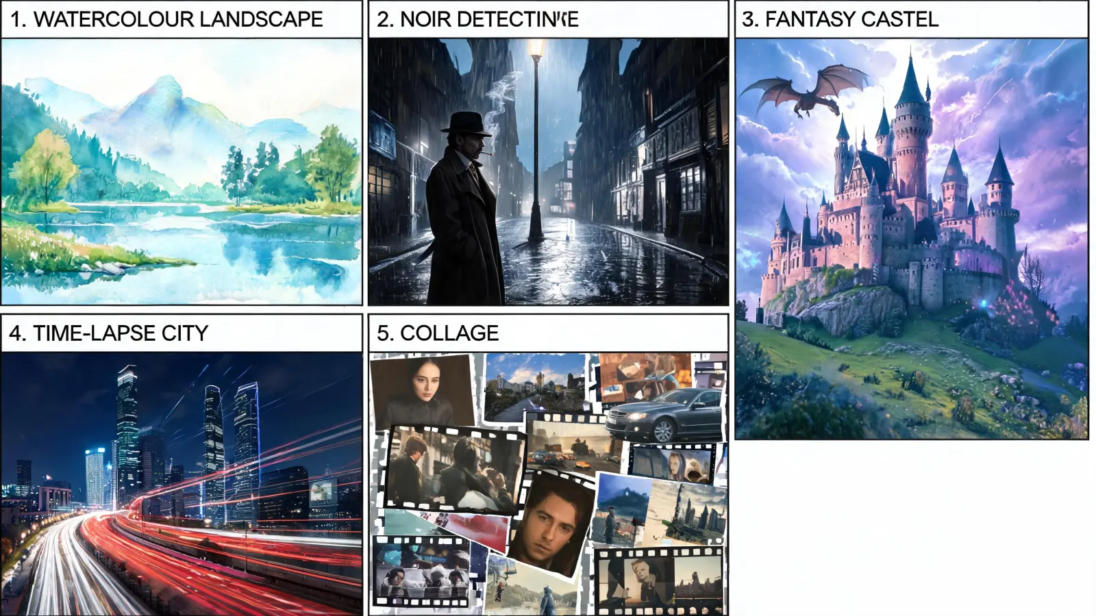 AI video styles: many visual styles on one canvas