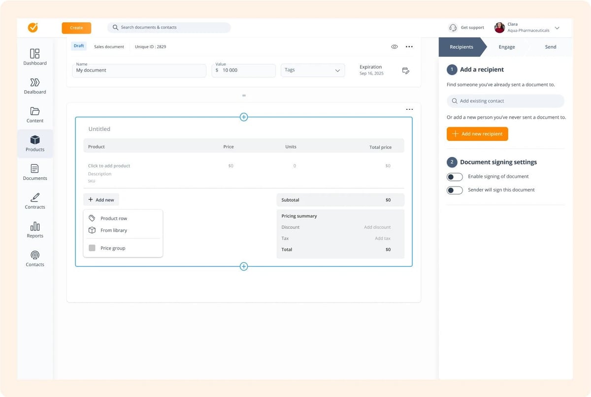 GetAccept Demo - GetAccept Pricing Table