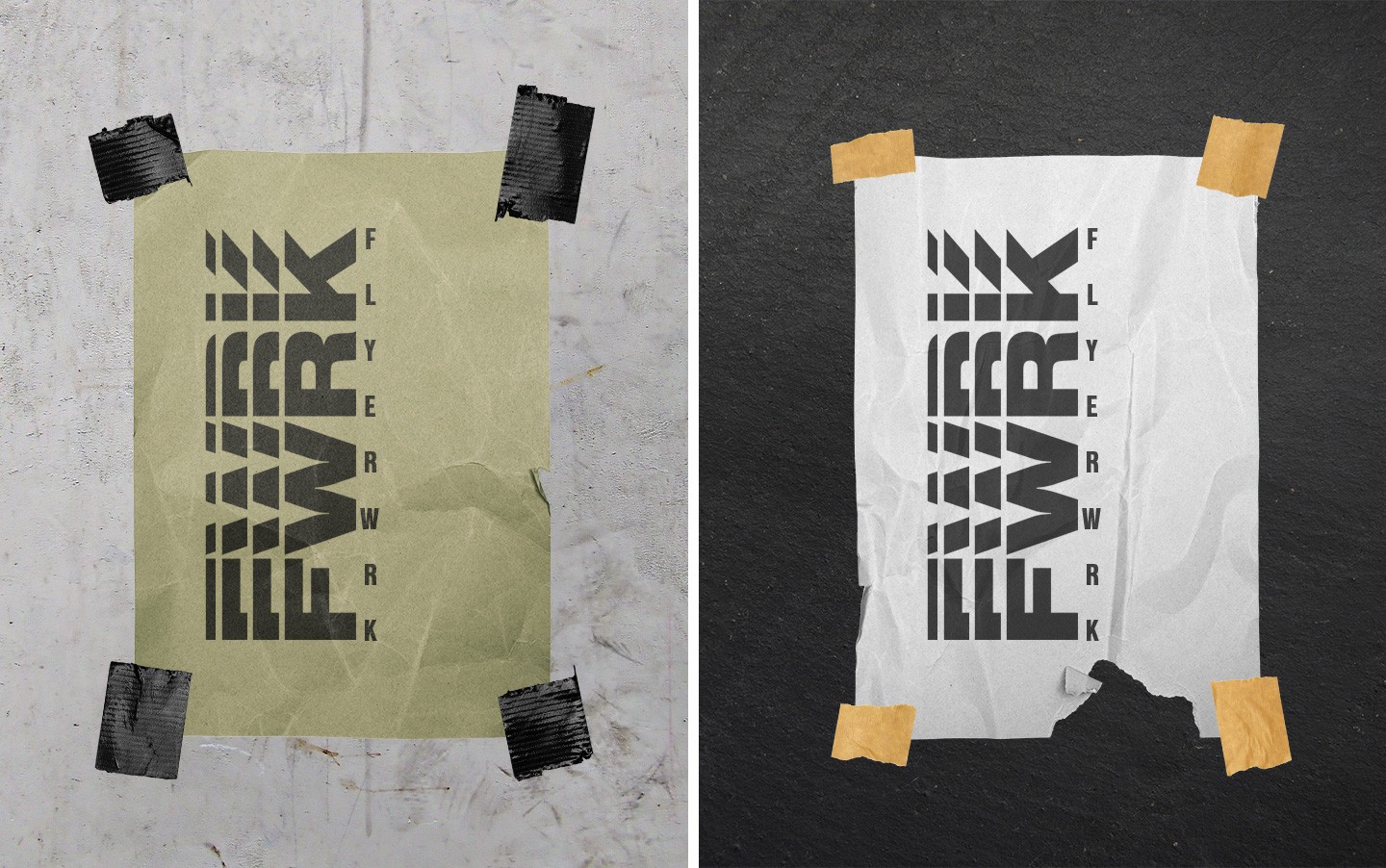 Isolated Adhesive Tape Pieces used on wrinkled paper posters for realistic urban graphic design mockups