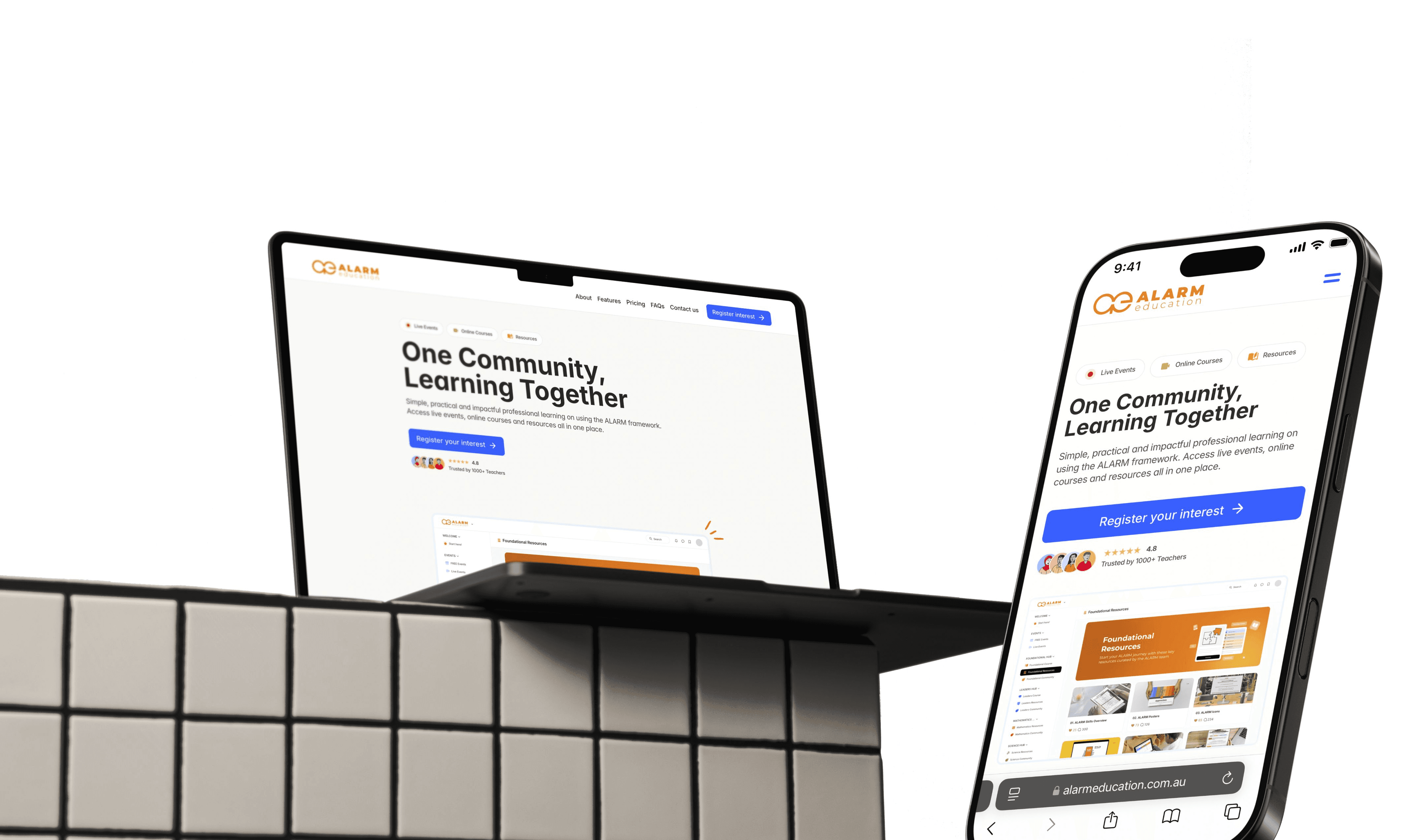 Abstract red fluid lattice forming soft diamond shapes on a pale pink background—minimal geometric texture.