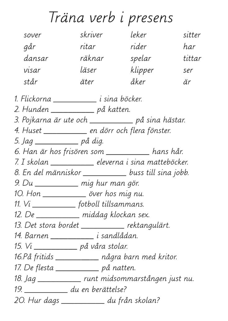 A list of names with corresponding columns and a set of fill-in-the-blank questions below them.
