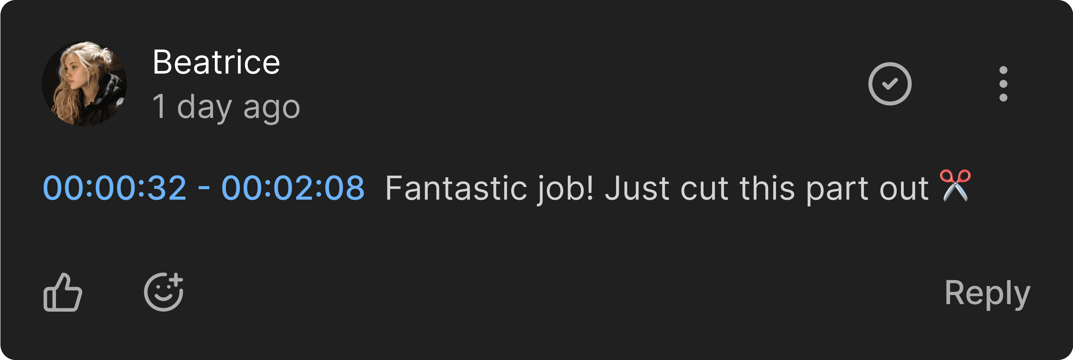 KLASH feedback comment.