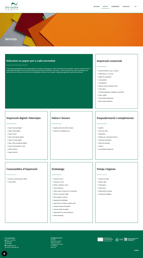 Tot paper - Web deisgn - Services page
