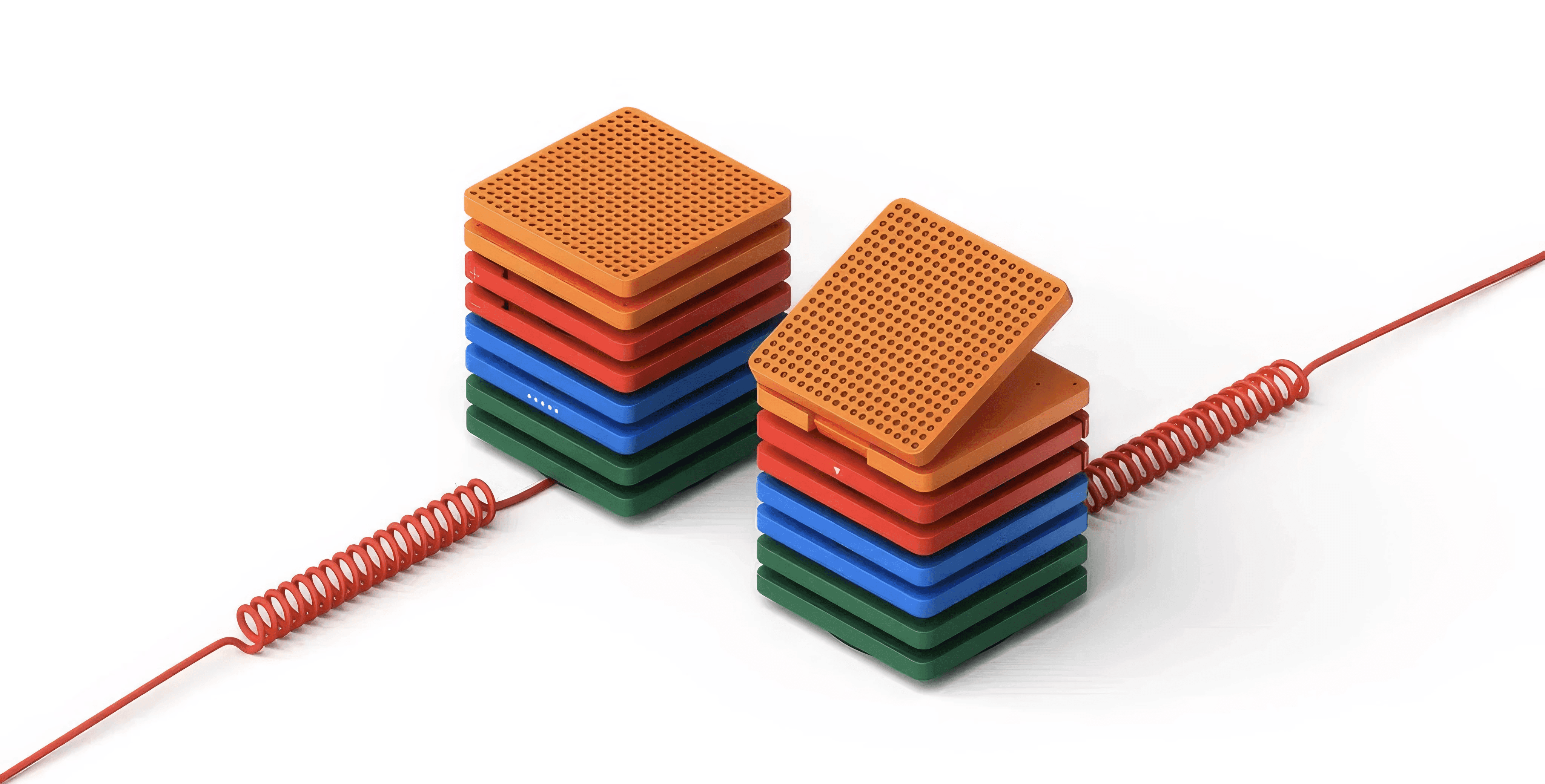 A surreal image of a person in motion, holding flowers in a field with a futuristic circular structure in the background.