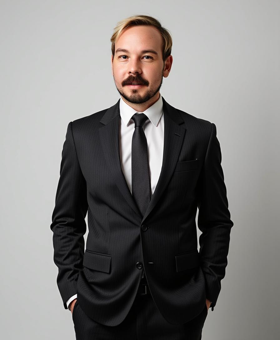 A young man in a white t-shirt stands against a light-colored background.