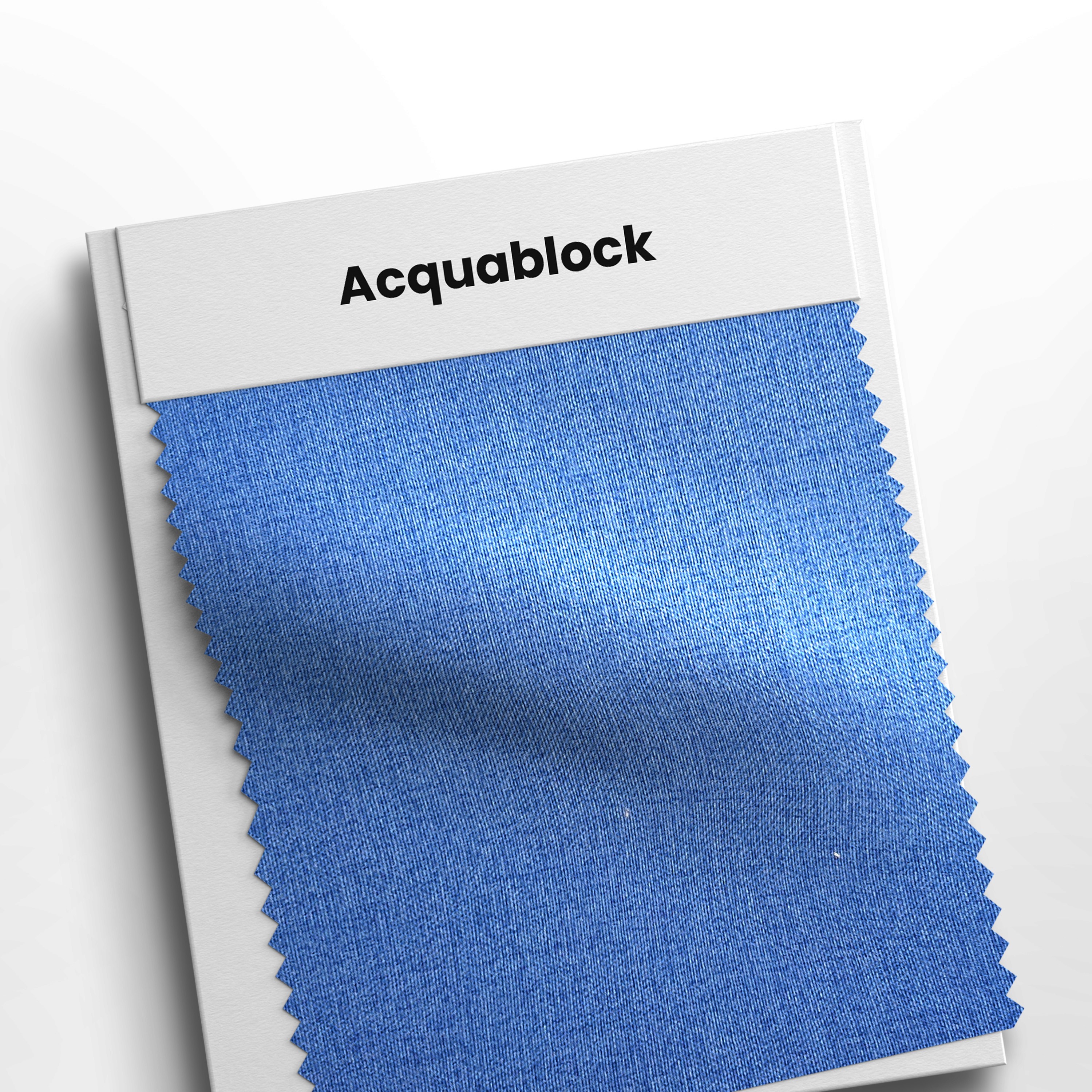 mostruário com tecido acquablock azul