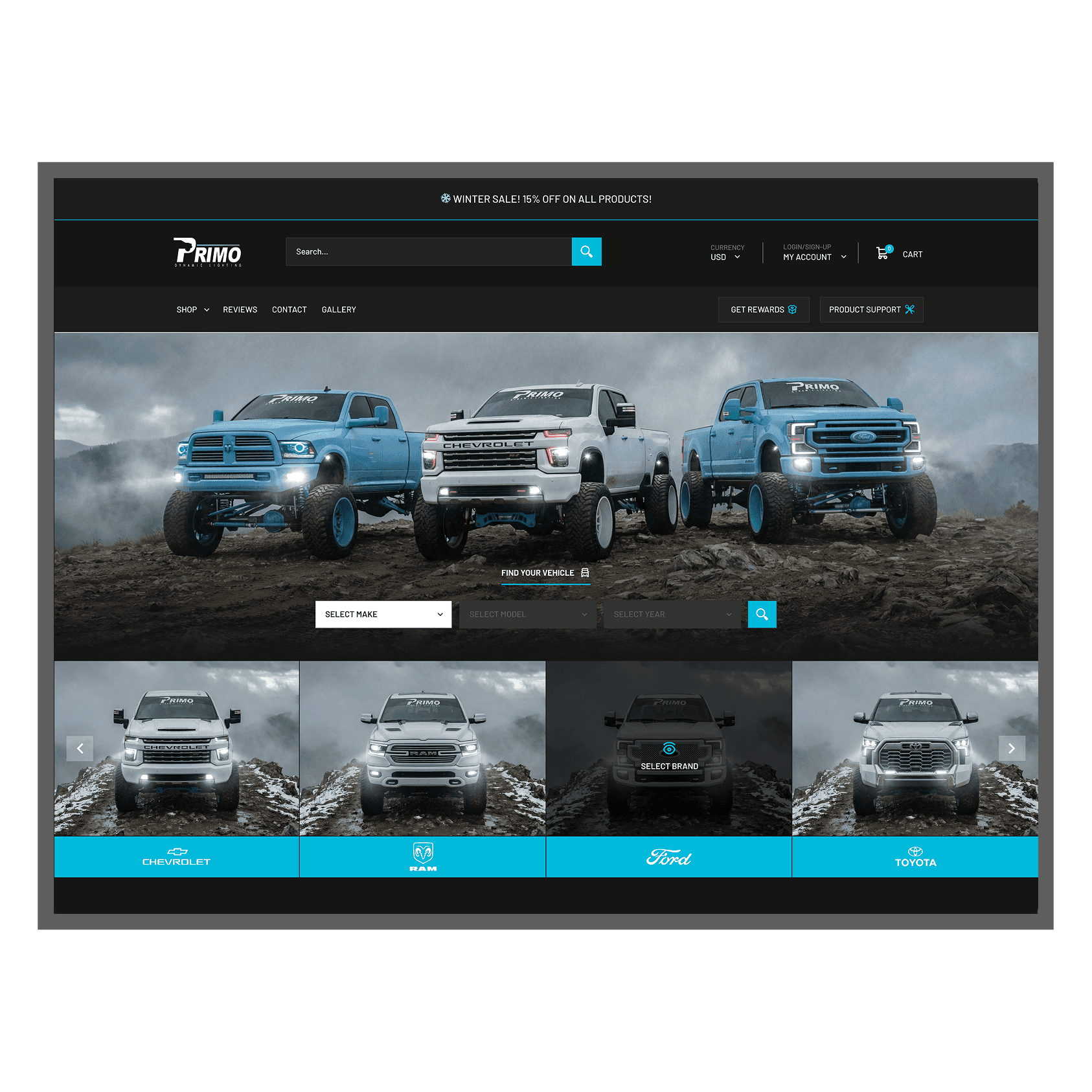 PRIMO Custom Headlights - Custom Web Development