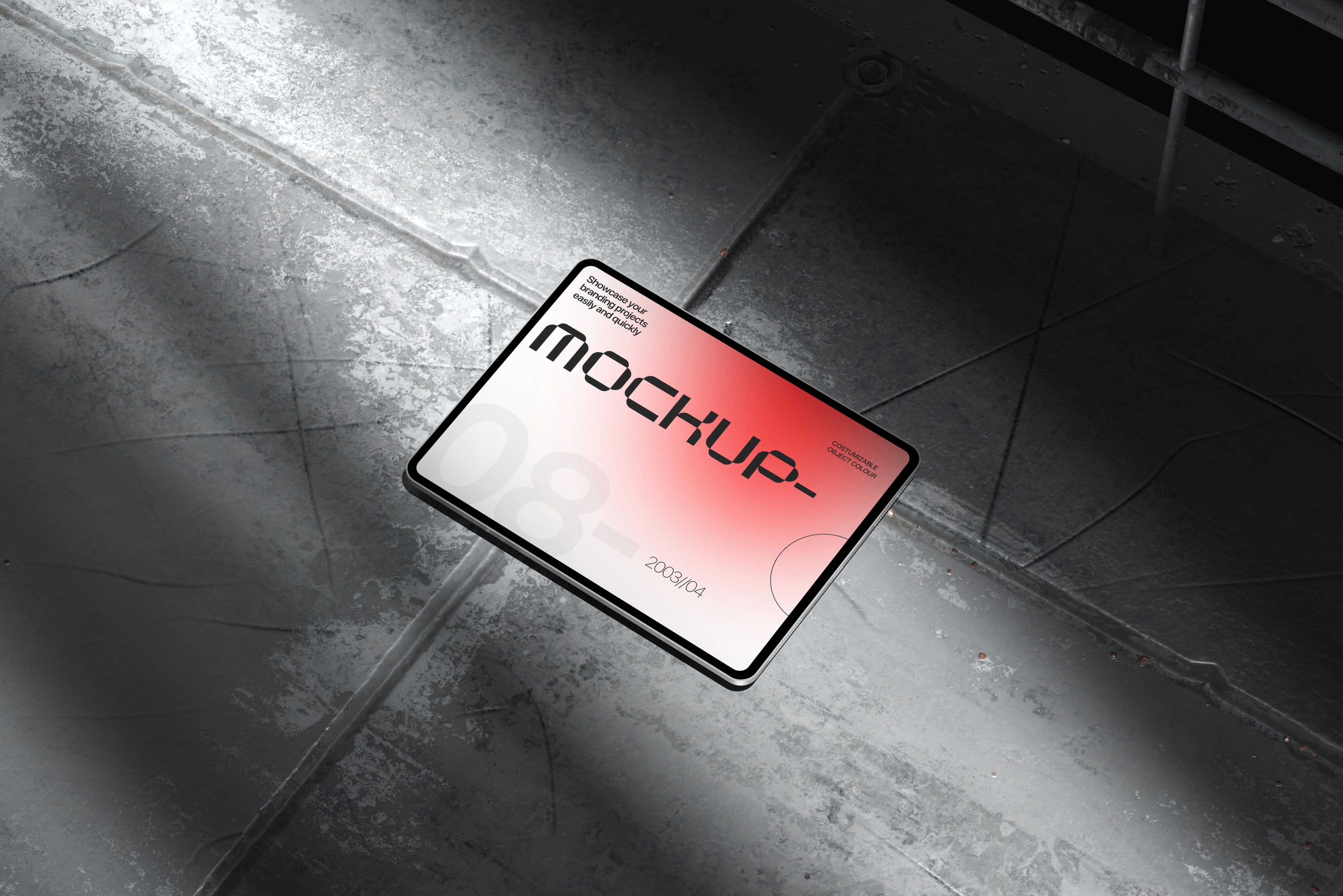 A unique low-angle shot from inside a brown paper bag looking up toward a blue sky. Hands are shown holding a lime green business card mockup with "Place Your Design Here" text, framed by the edges of the bag.