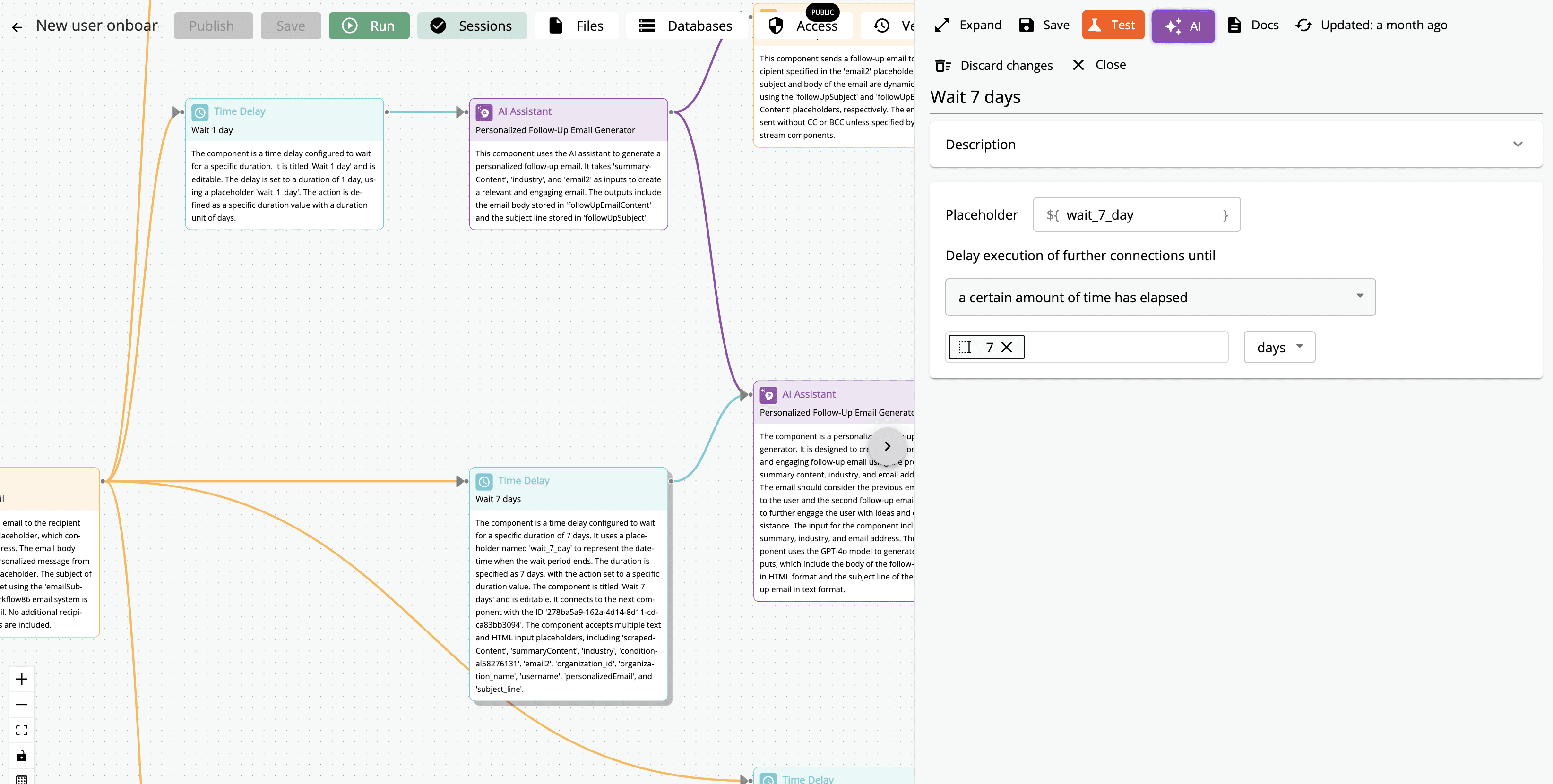 screenshot of workflow with time delay