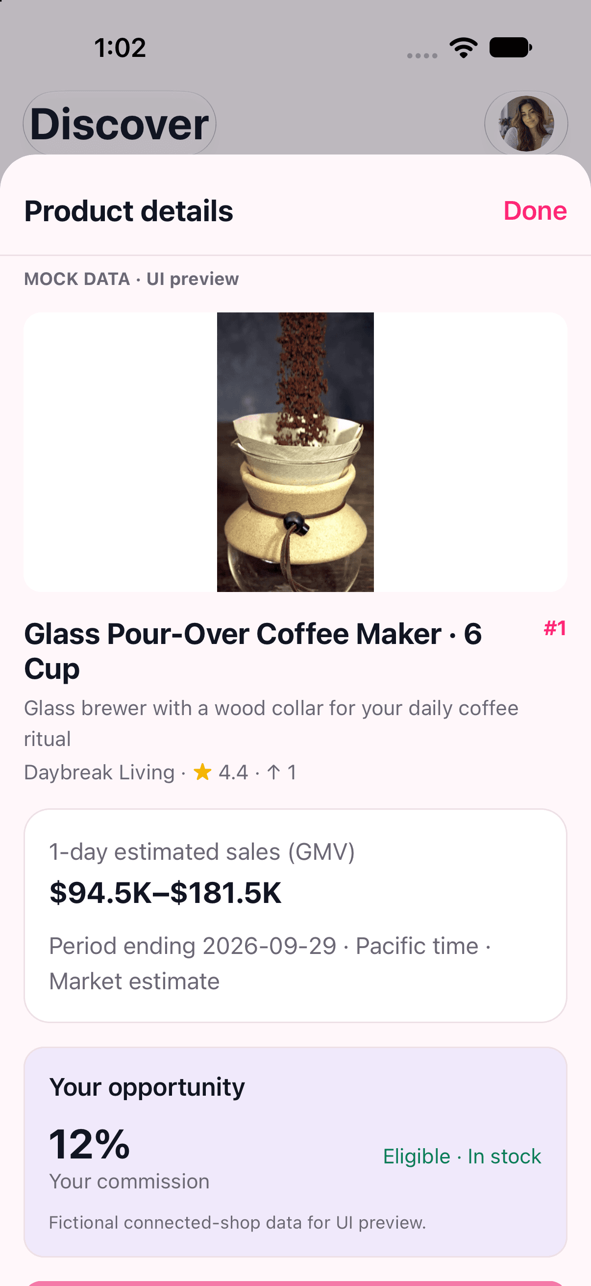 product details — illustrative app preview