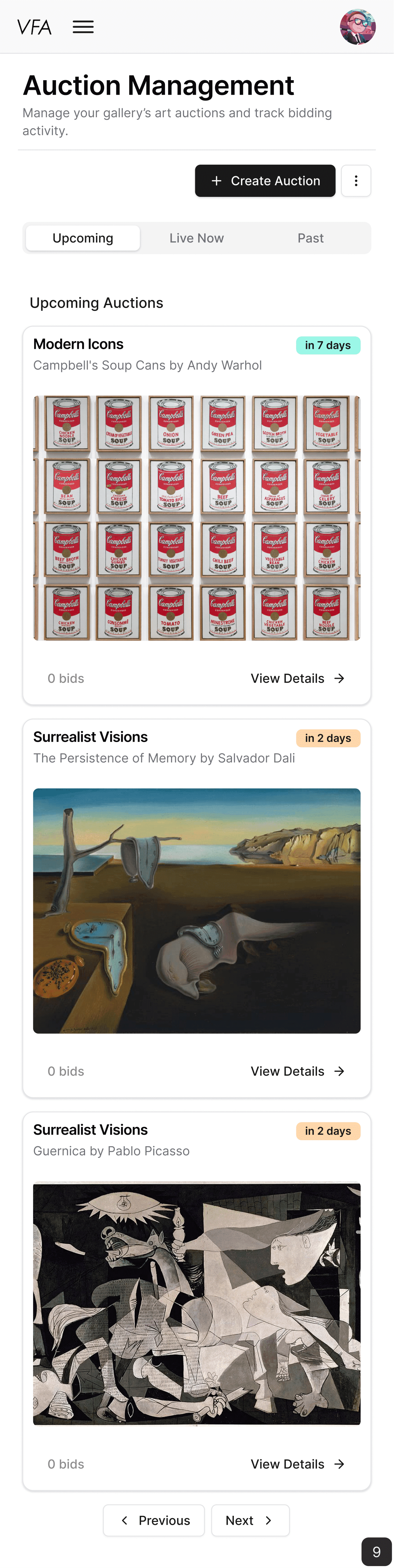 Mobile high-fidelity auction management