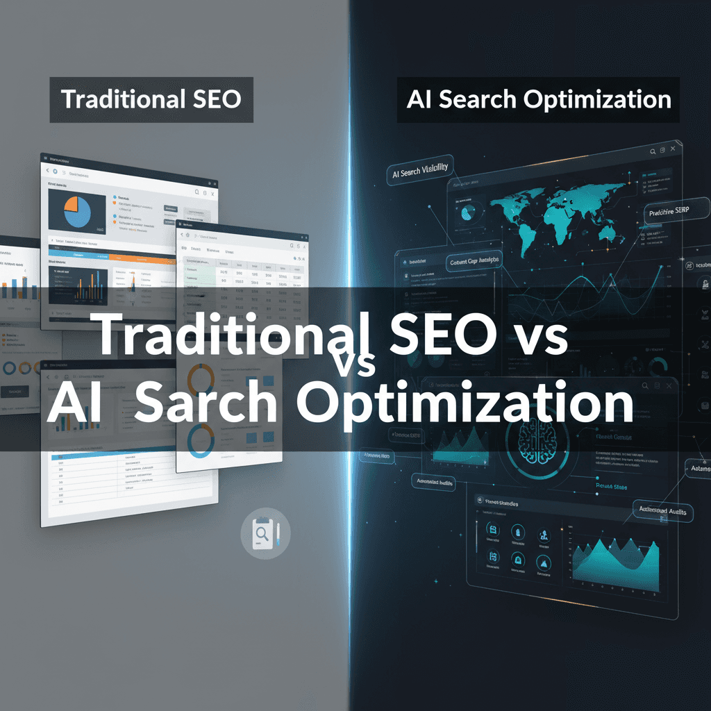 Comparison of traditional SEO tools versus a modern SEO automation platform with AI search engine tracking capabilities
