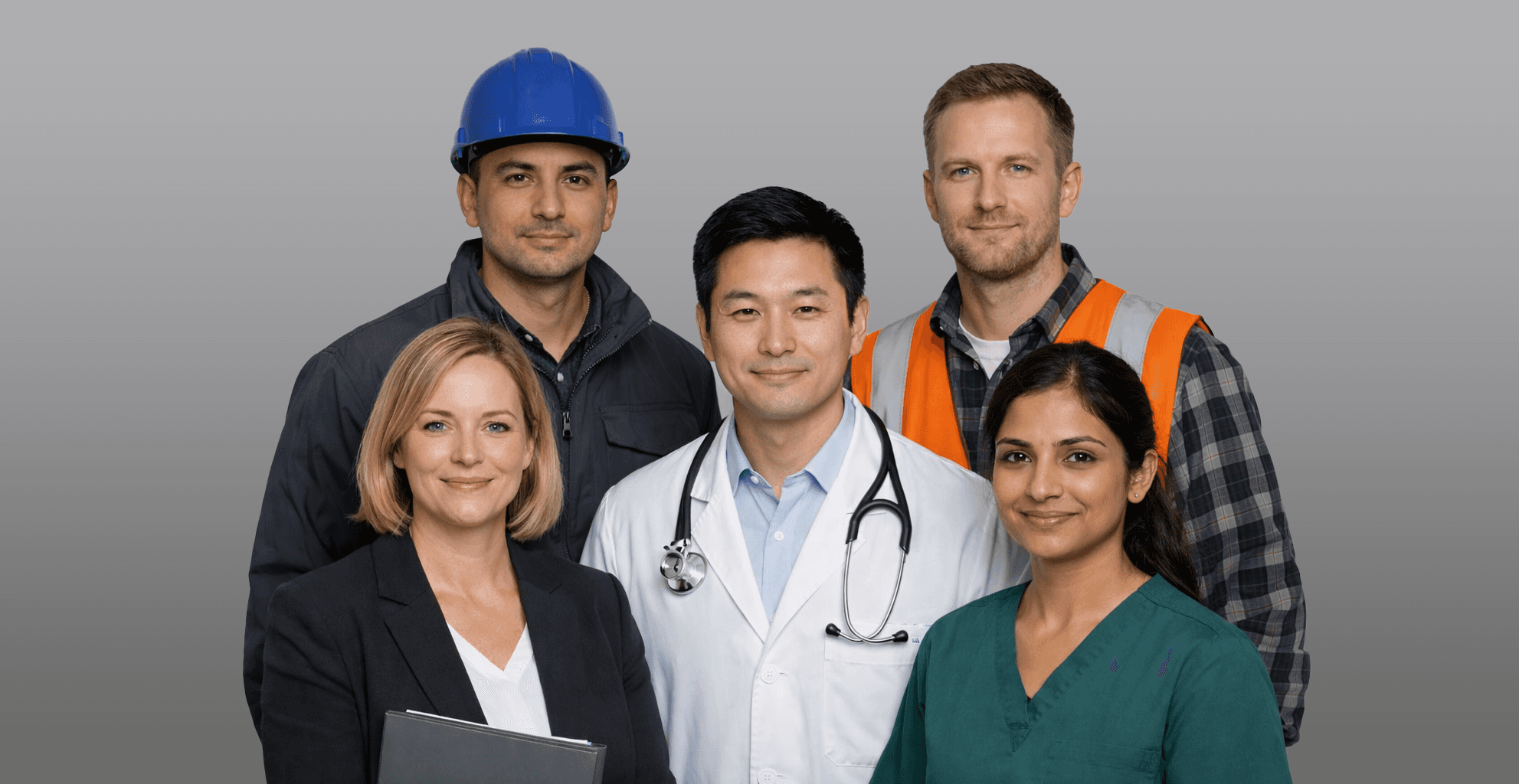Illustration of professionals from different industries