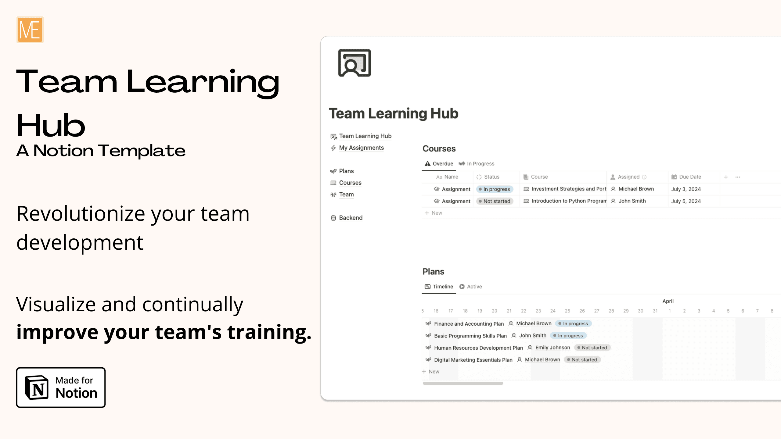 This is a Cover to Team Learning Hub a Notion Templates