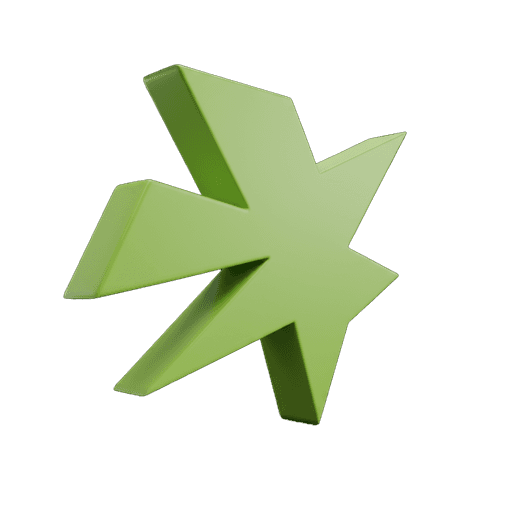 A vibrant, glossy purple 3D abstract shape with swirling, wavy surfaces, resembling a twisted, smooth sculpture, floating against a plain backdrop.