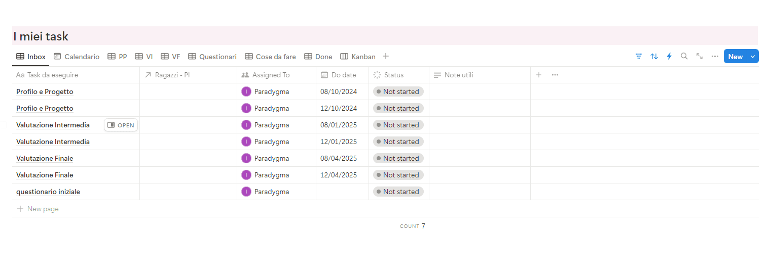 Ulteriore sezione della dashboard personale dei tutor