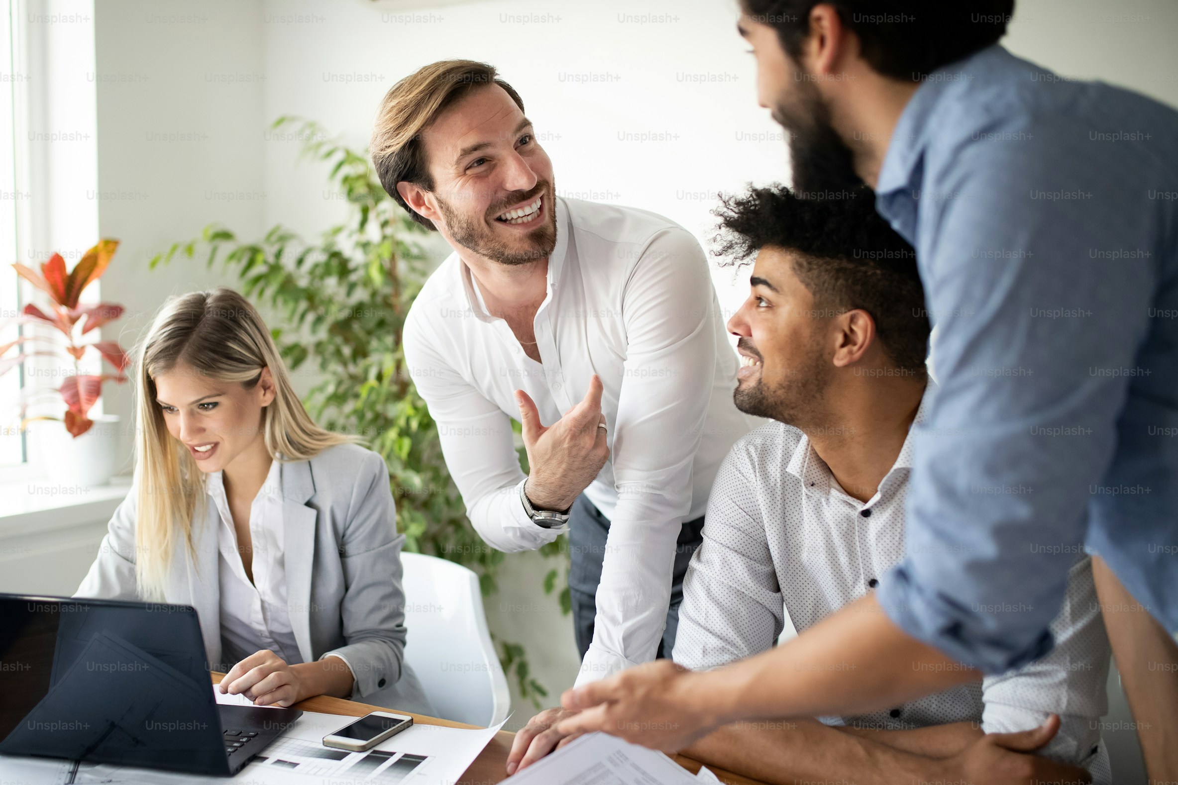 Team members having fun in the office