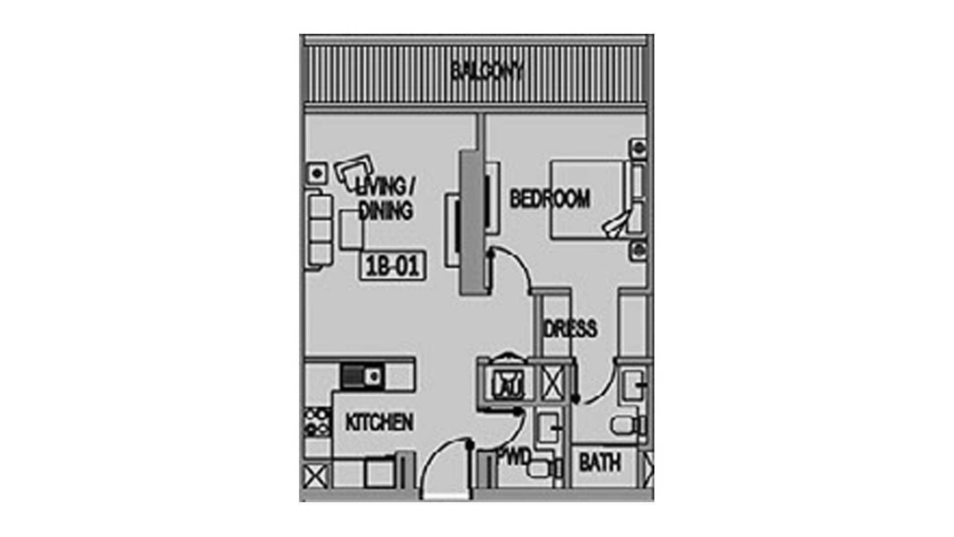 Jade Tower by Tiger Group Floor Plan 1BR