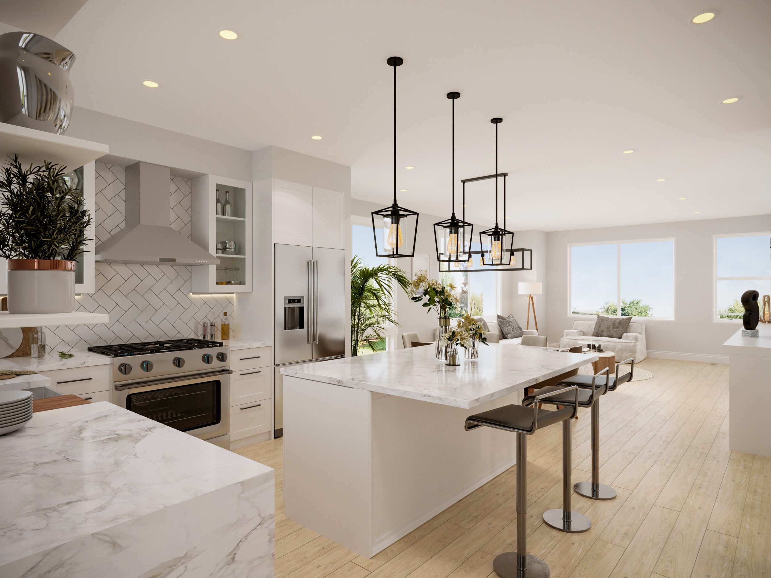 Winsor Townhomes modern kitchen with quartz countertops and premium finishes