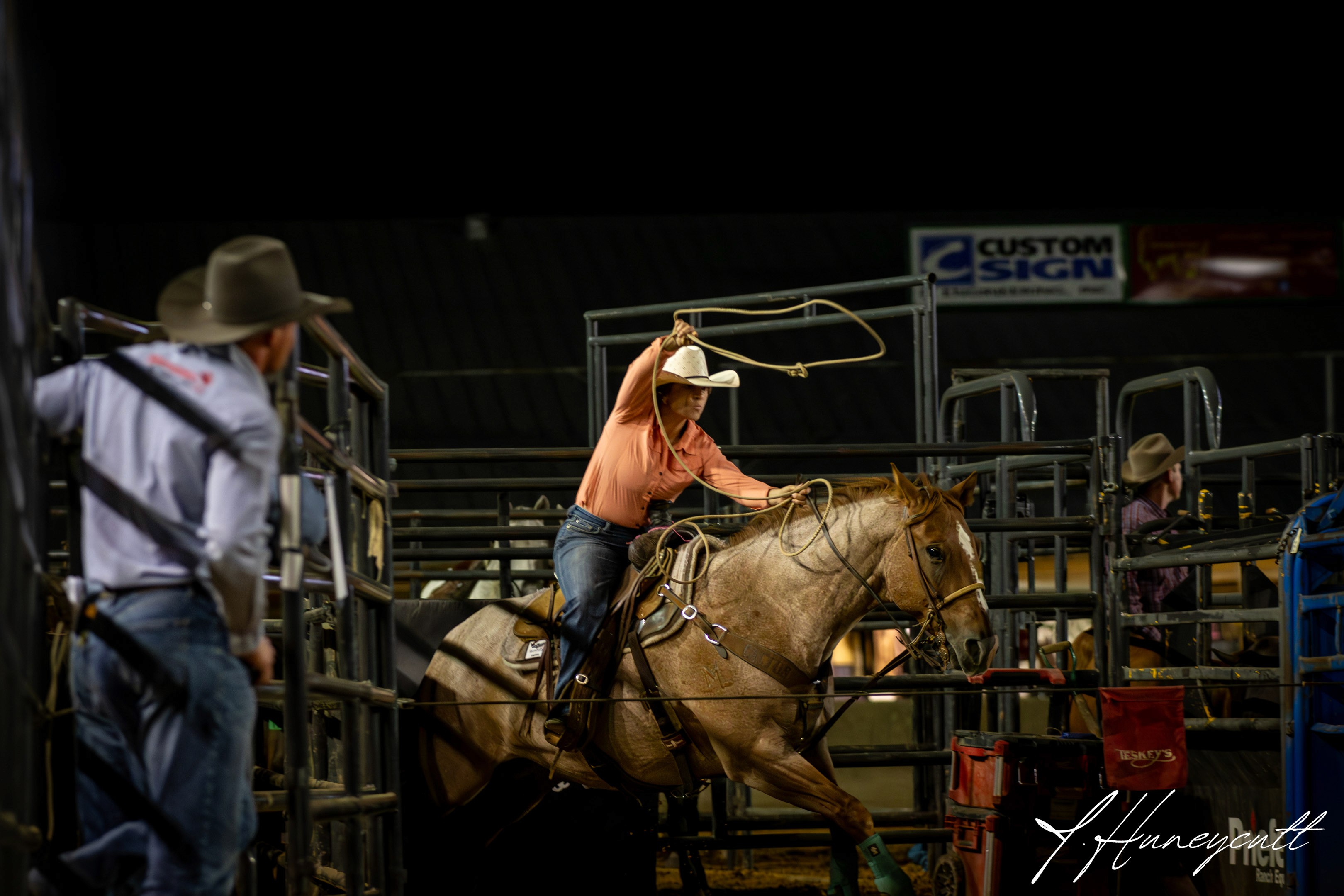Man tie-down roping a calf
