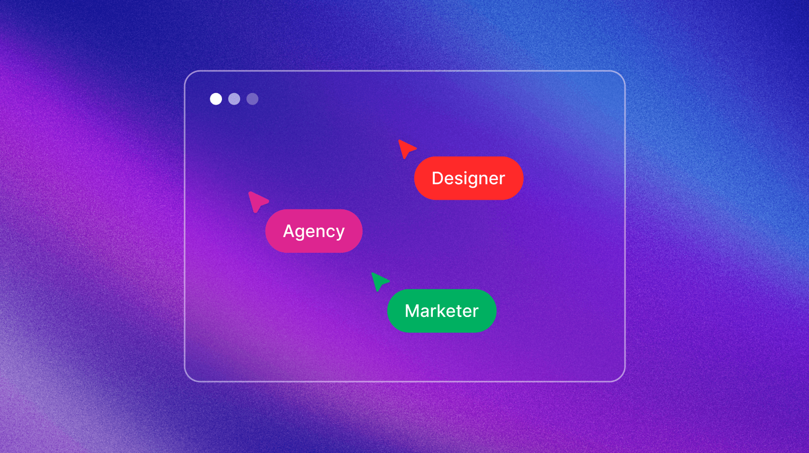 outline browser with 3 collaborators like 'marketer' 'designer' and 'product'