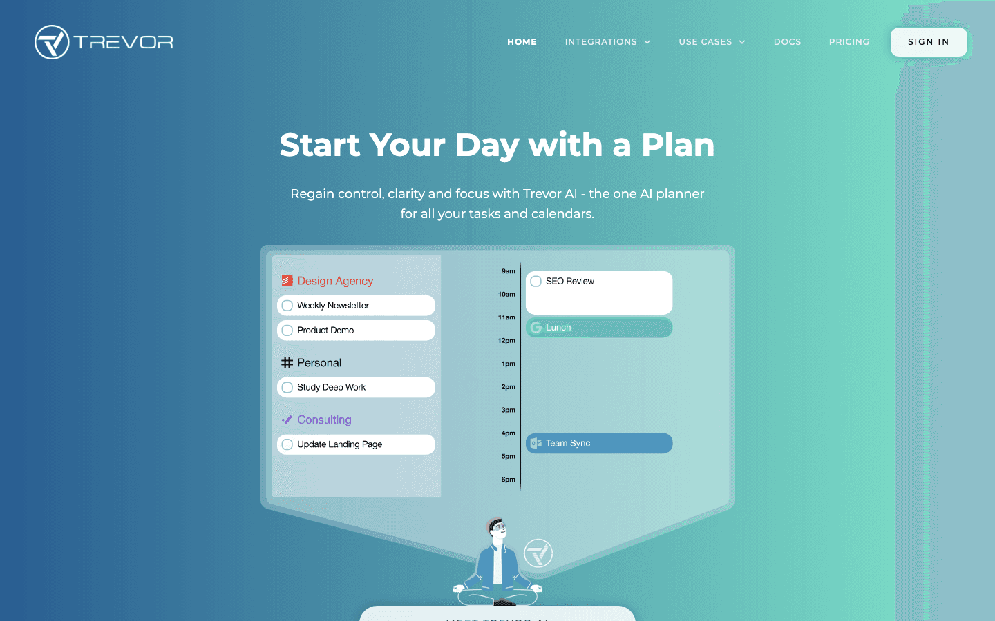 Trevor AI calendar app screenshot