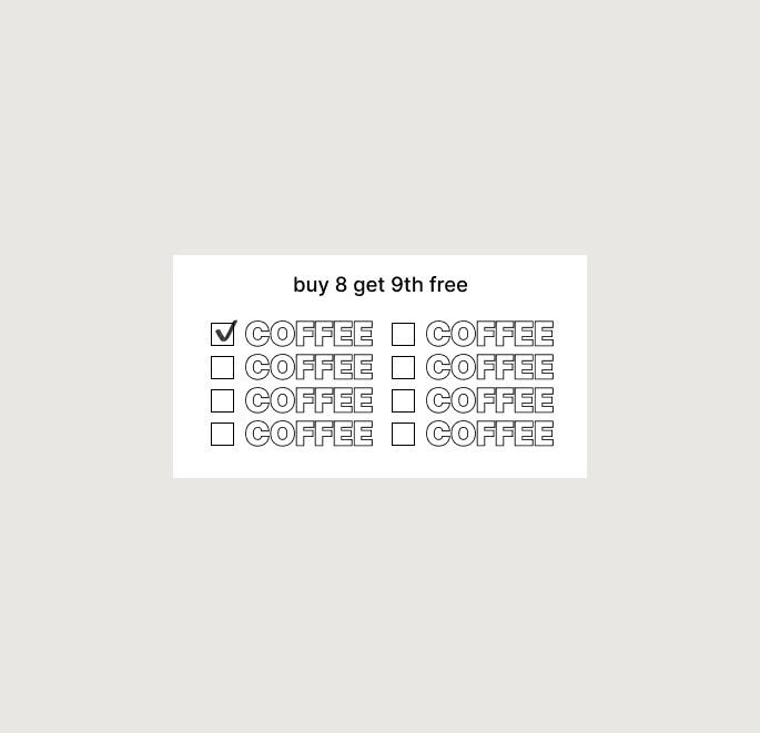 coffee shop loyalty card