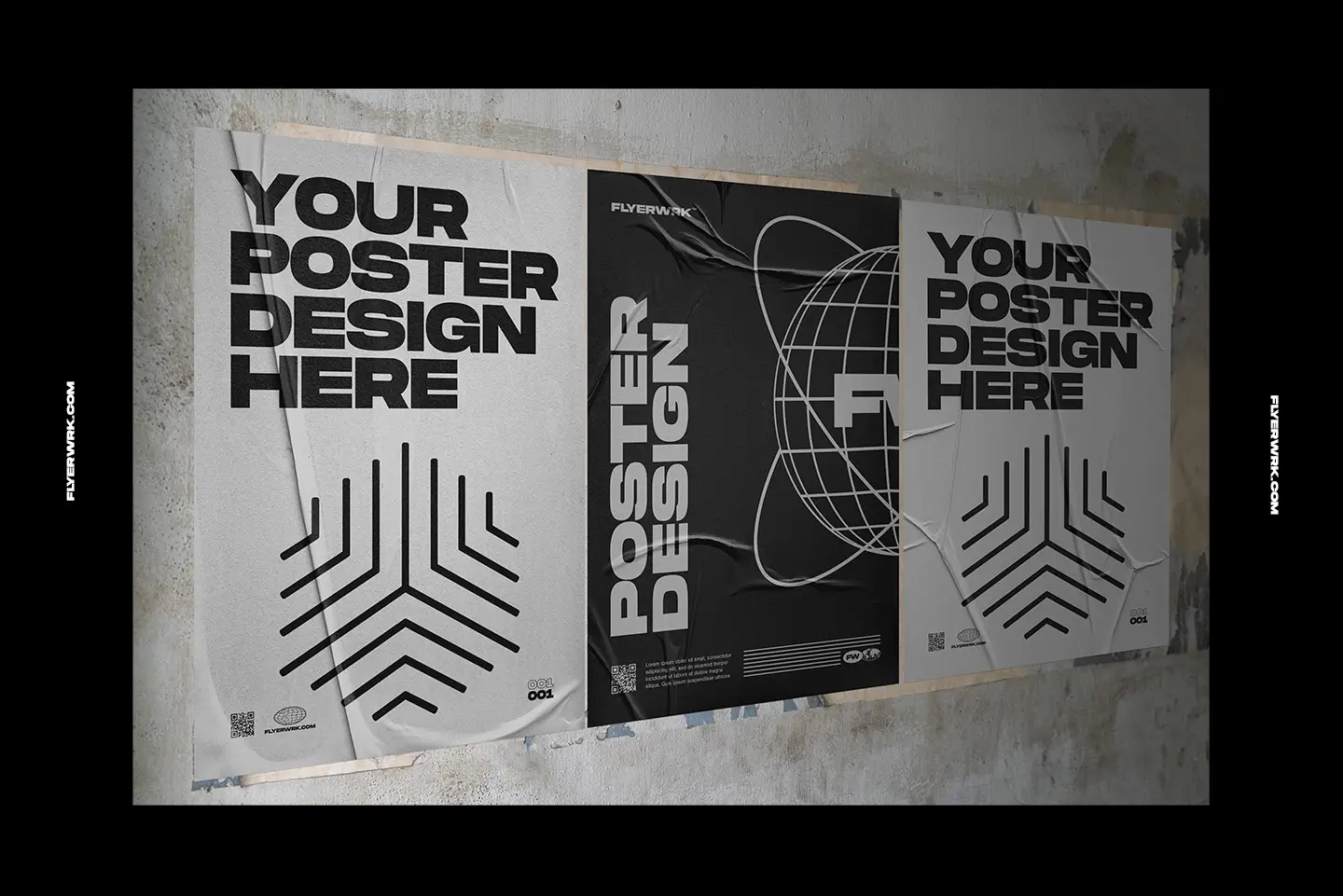Urban poster wall mockups overview showing multiple street poster scenes
