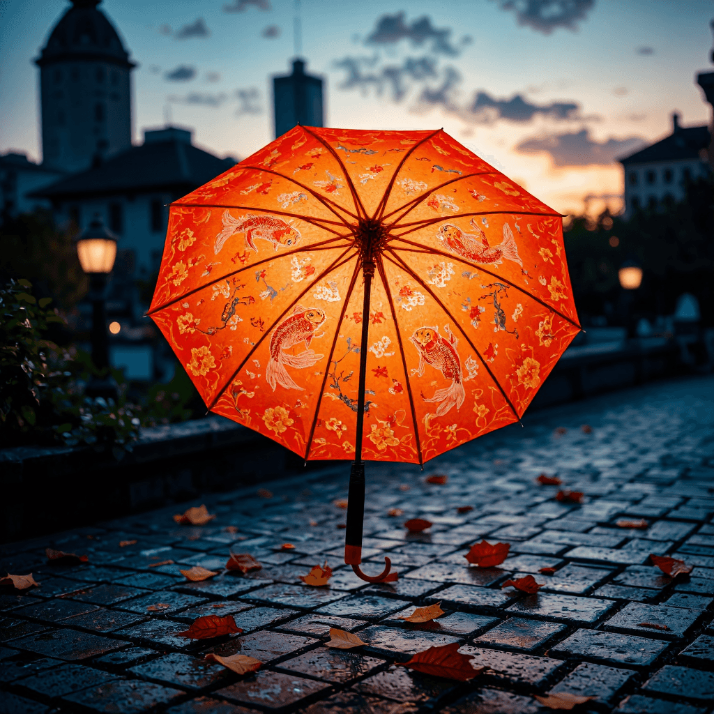 product photography of a decorative umbrella with artistic patterns