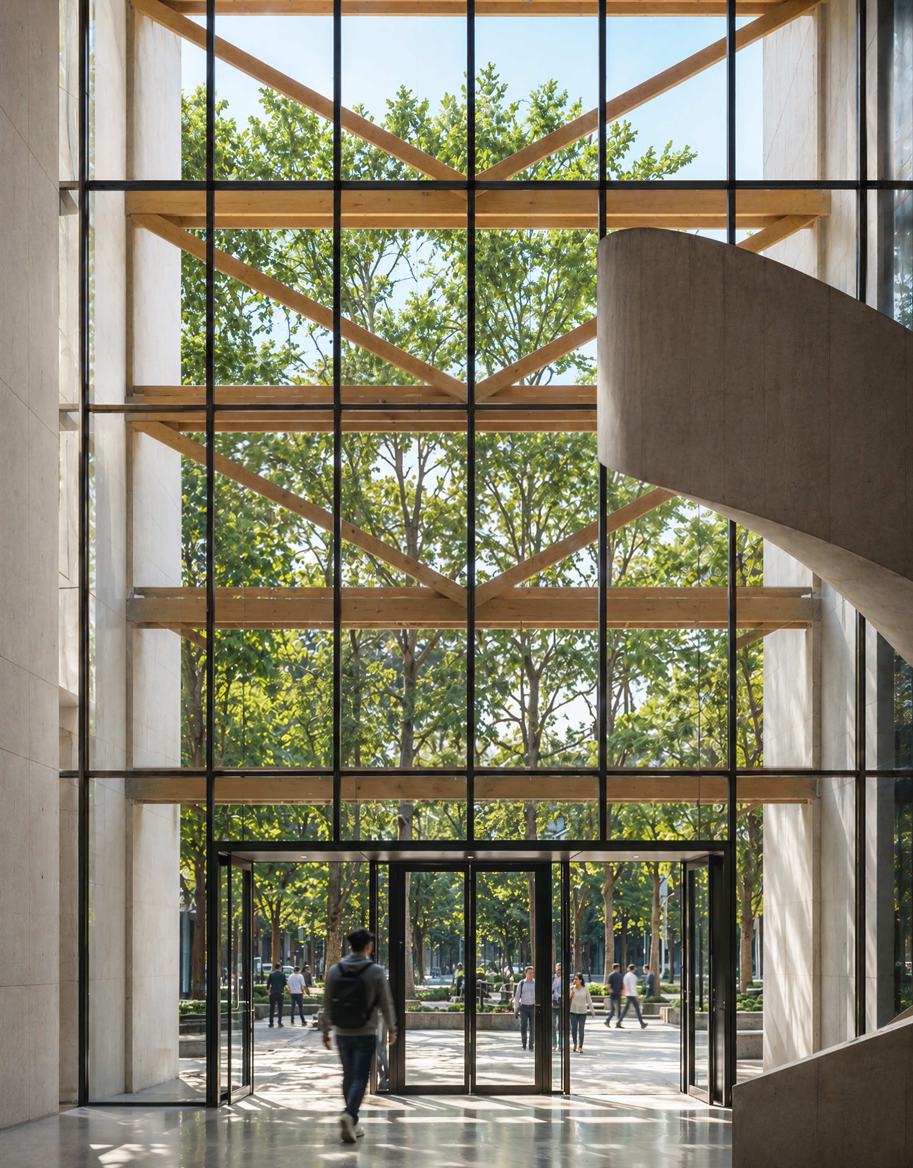 Atrium Library|図書館・文化施設のアトリウム建築パース|Enbloom Studio