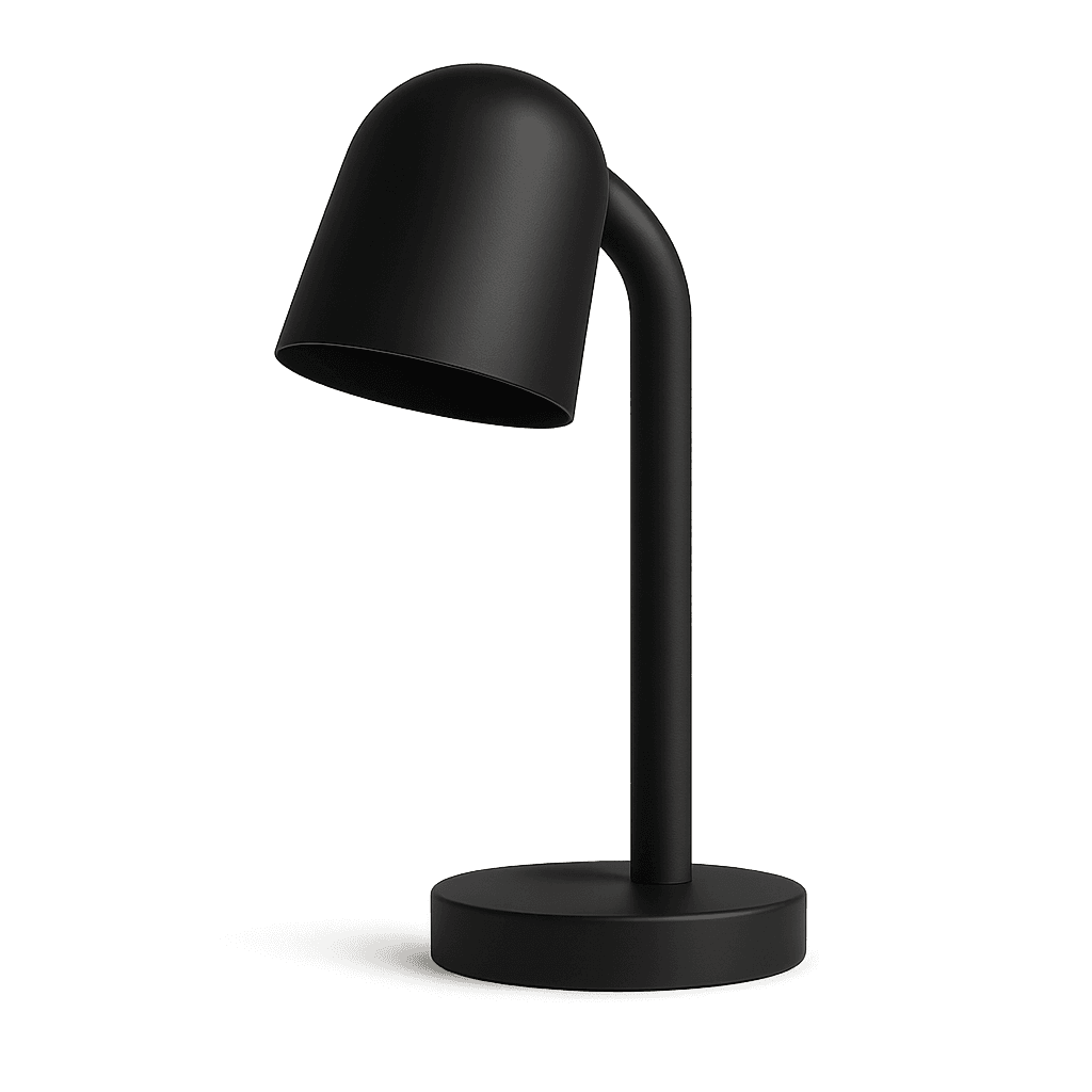 Black desk lamp on a white background