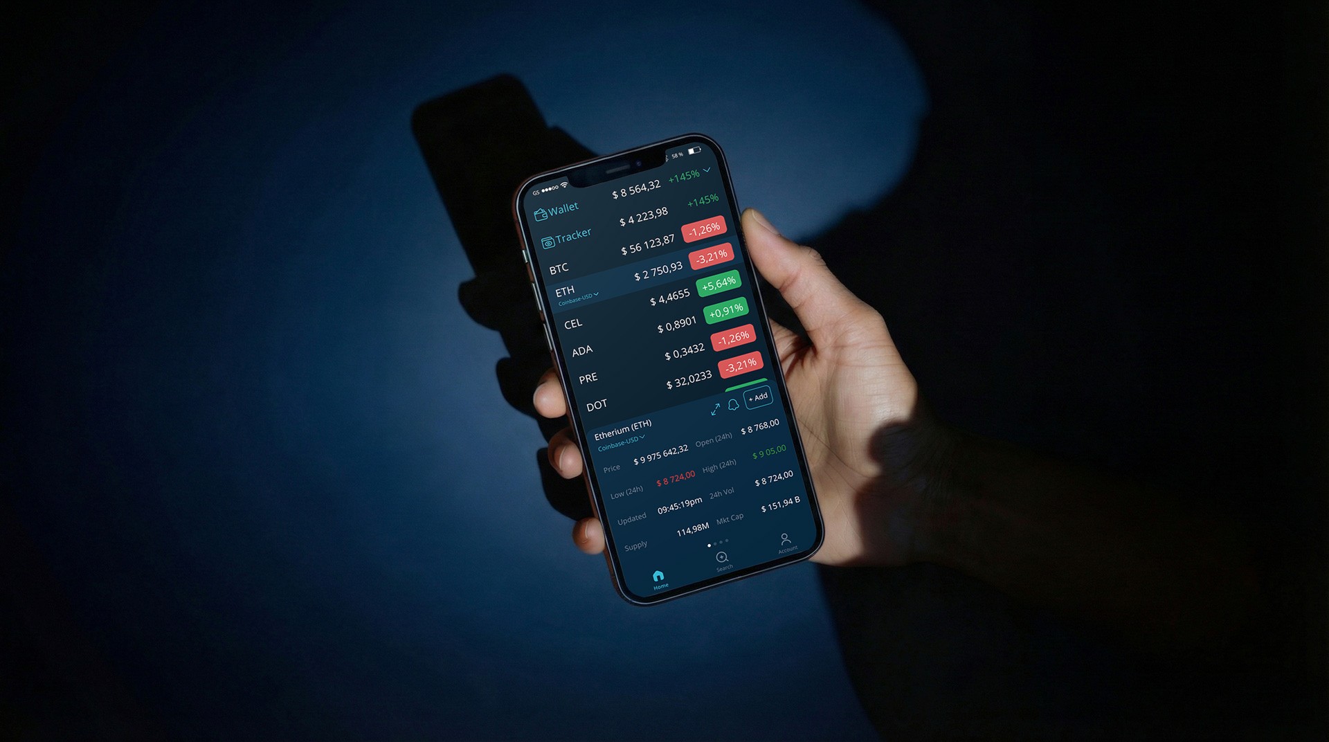 hodl app in user hand