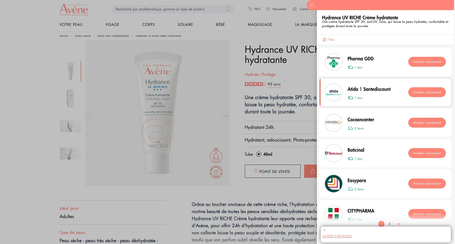 Exemple achat en ligne parapharmacie