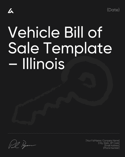 Vehicle Bill of Sale Template – Illinois