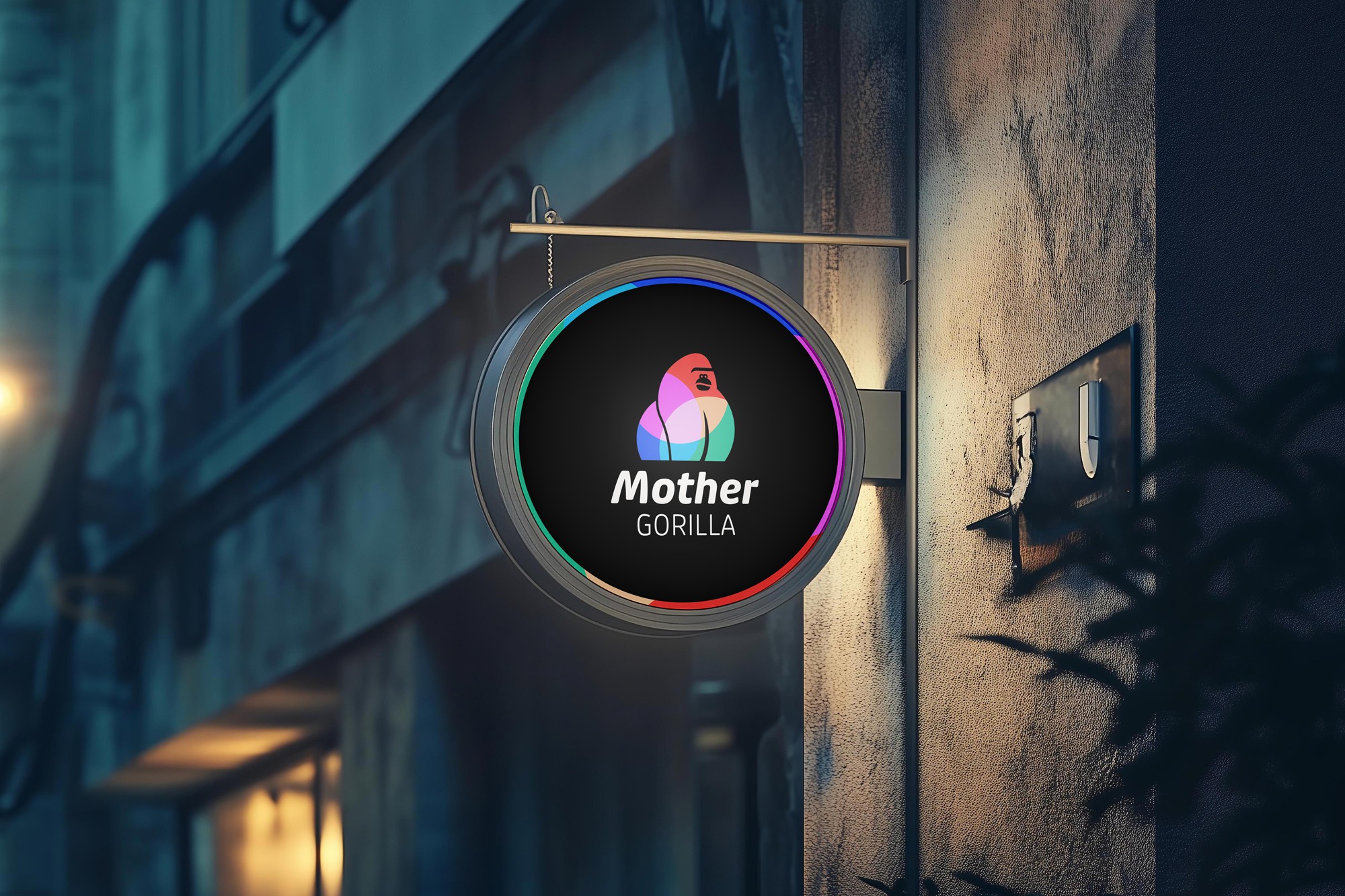 concept store stacked logo cocept with lightup sign and bright glowing store sign