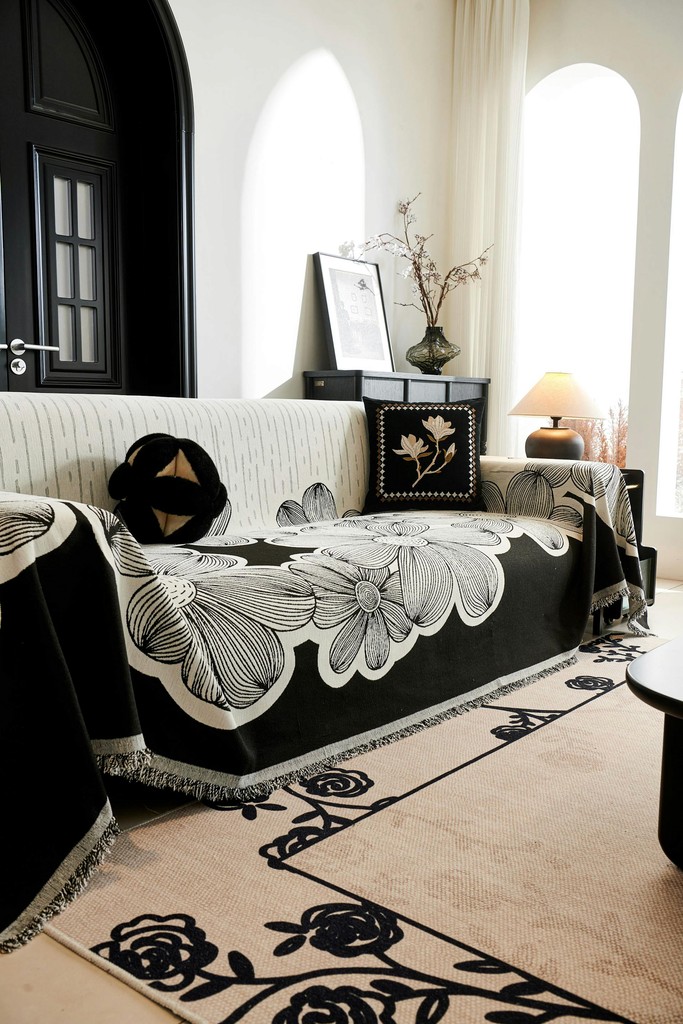 black sofa living room
