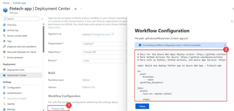 Previewing your workflow configuration.