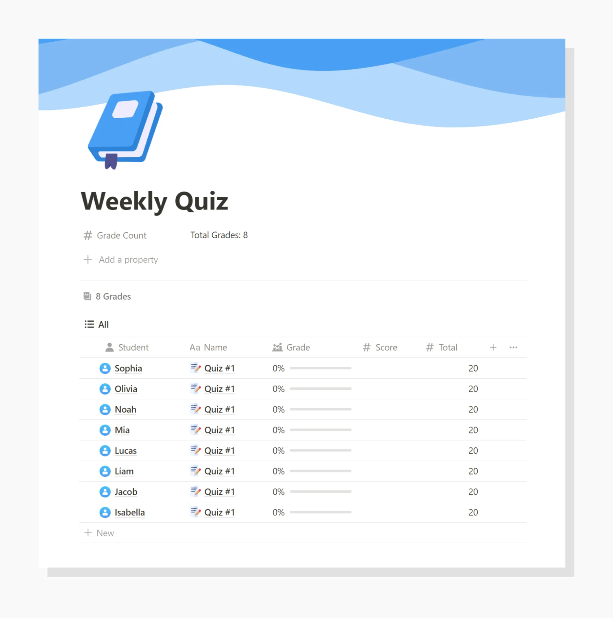 free student grade tracker & gradebook notion template