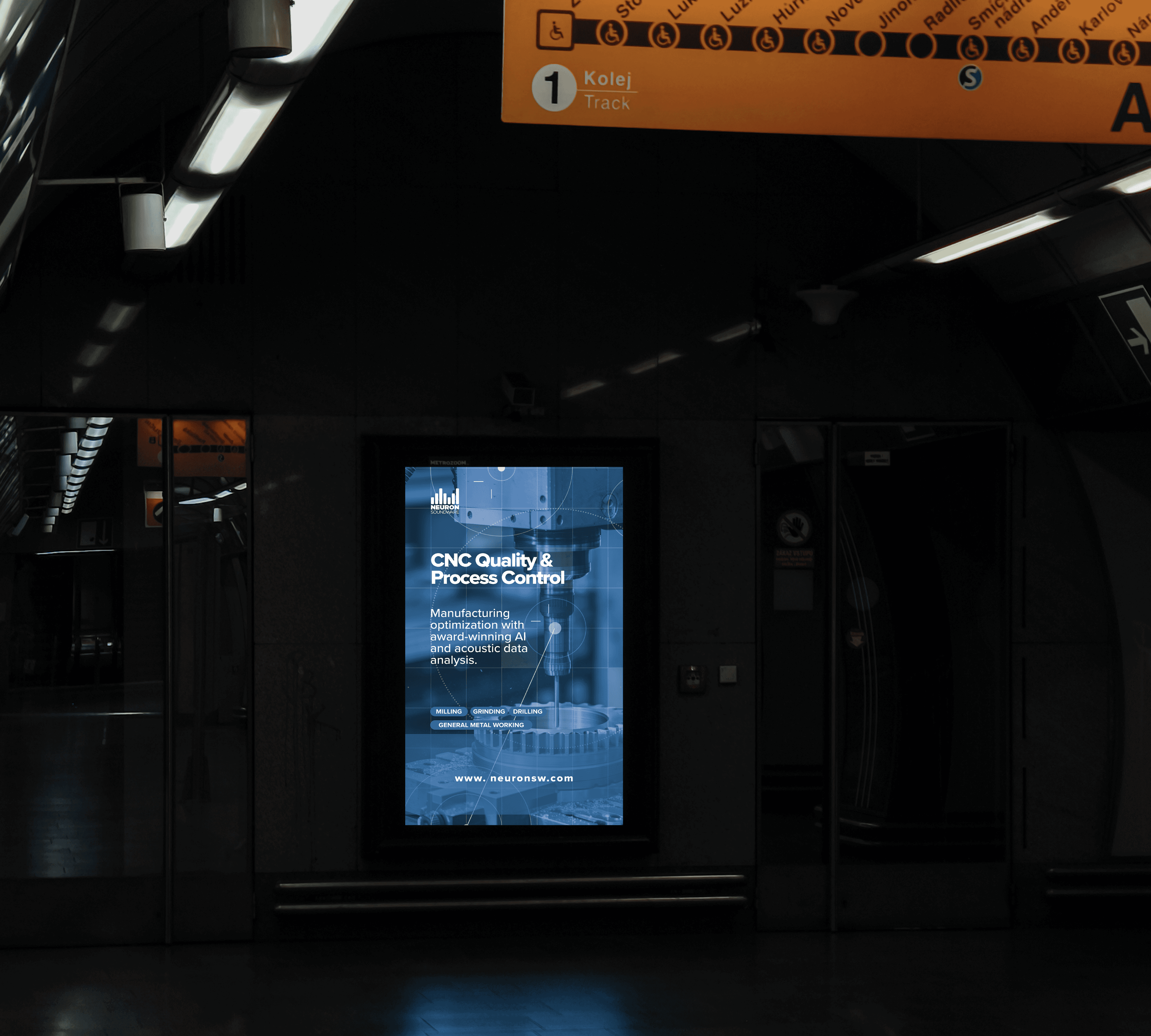 Neuron Soundware Led Signage in Prague Metro