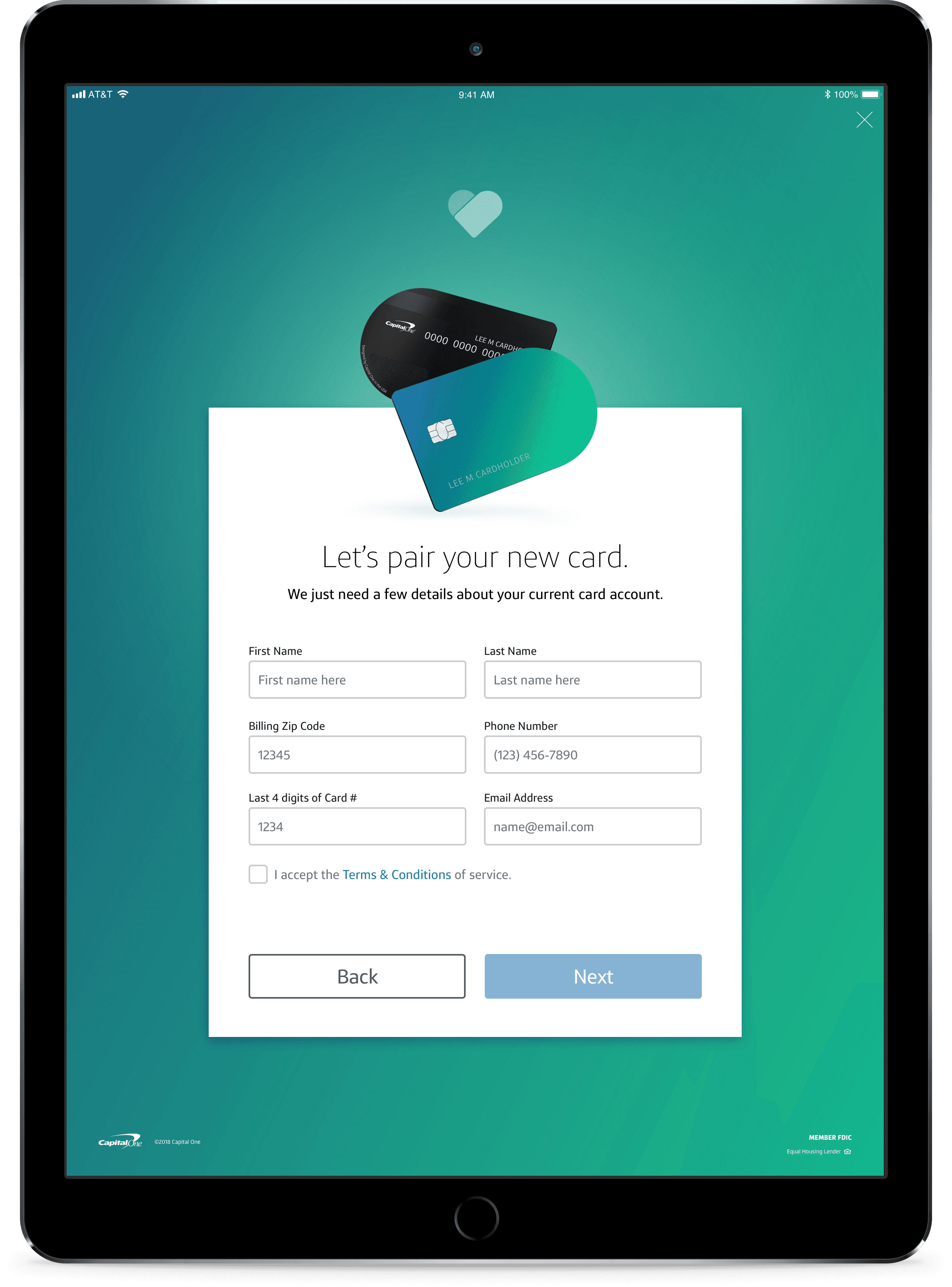 Picture of the iPad app used to sign up .