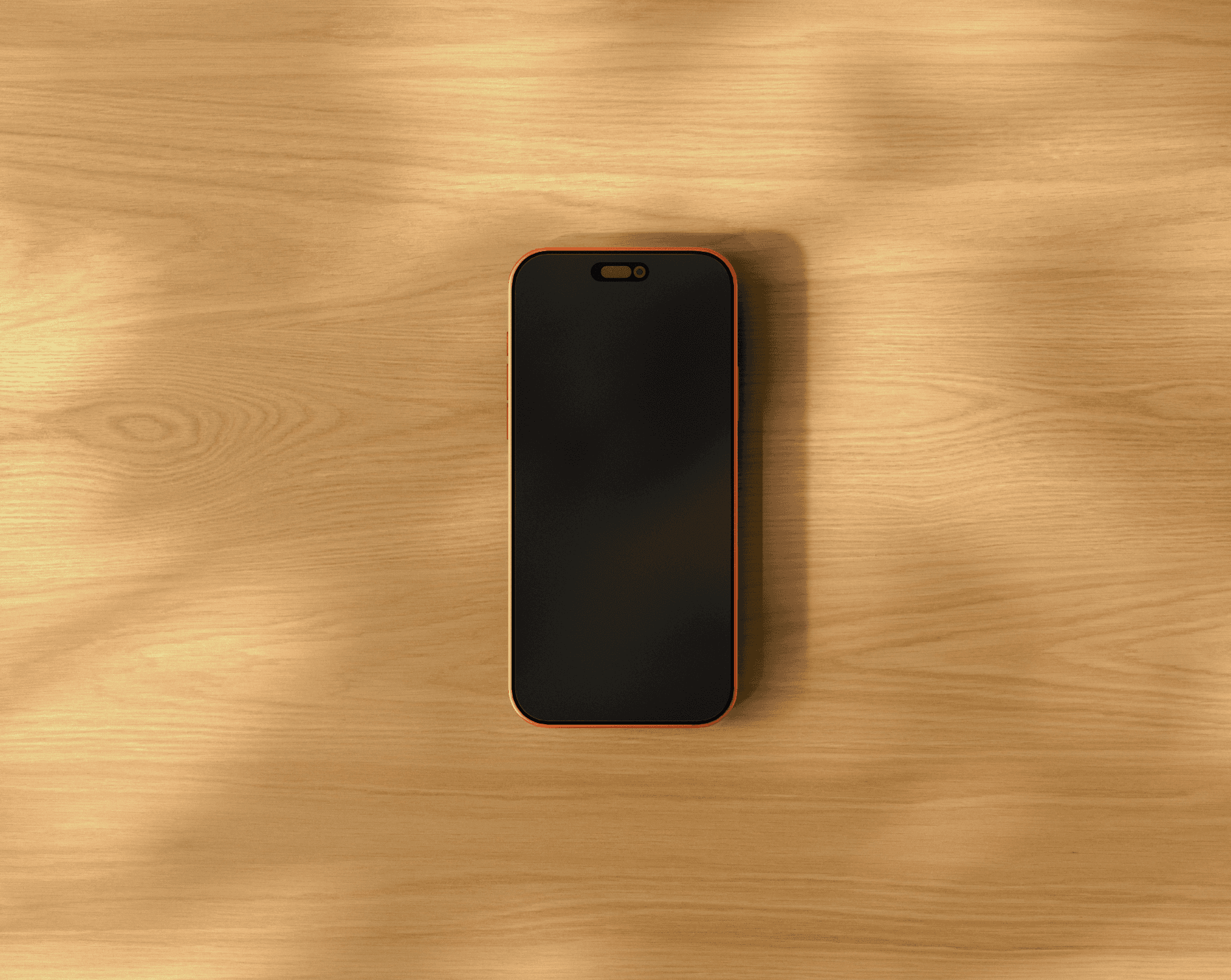 Sophia flat-lay mobile app UI mockup on wooden surface