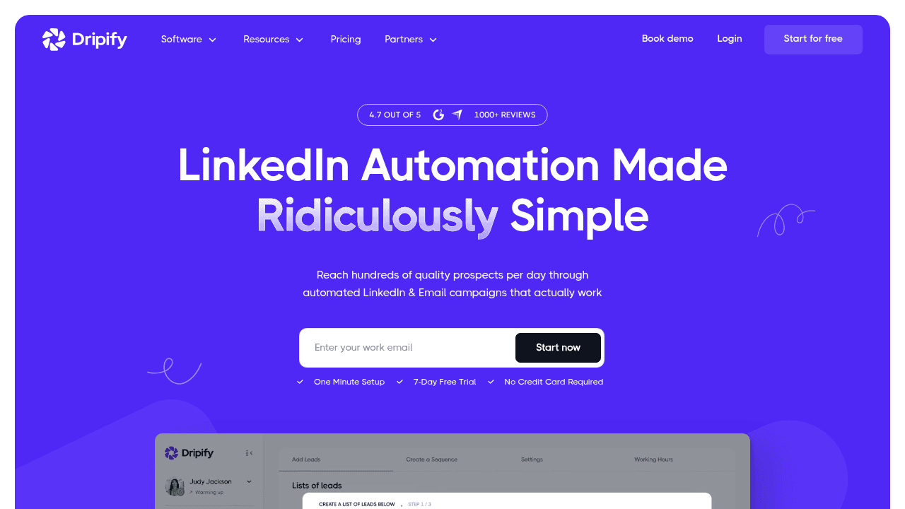 Screenshot of https://dripify.com/