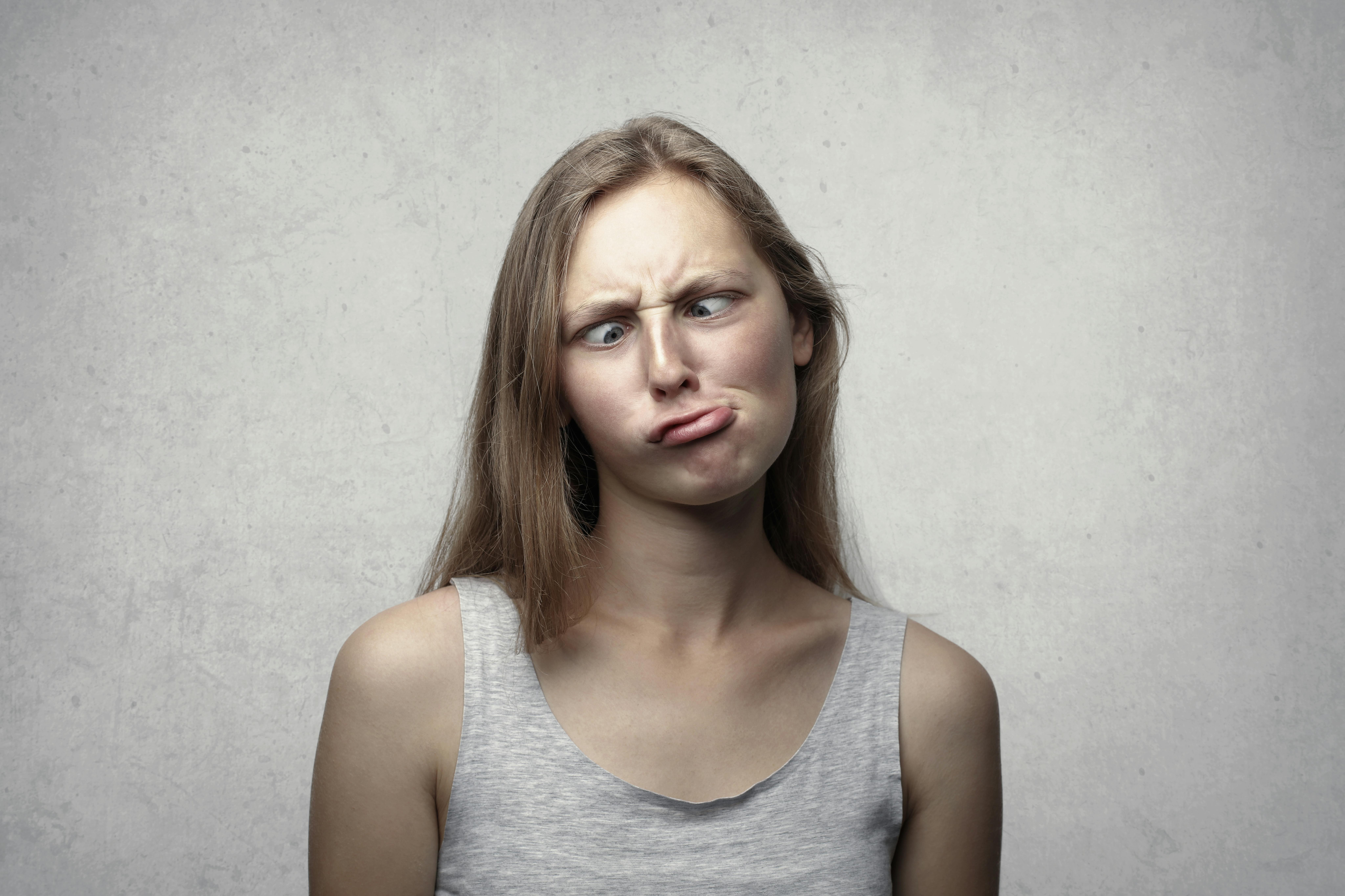 Fun woman makes a silly face