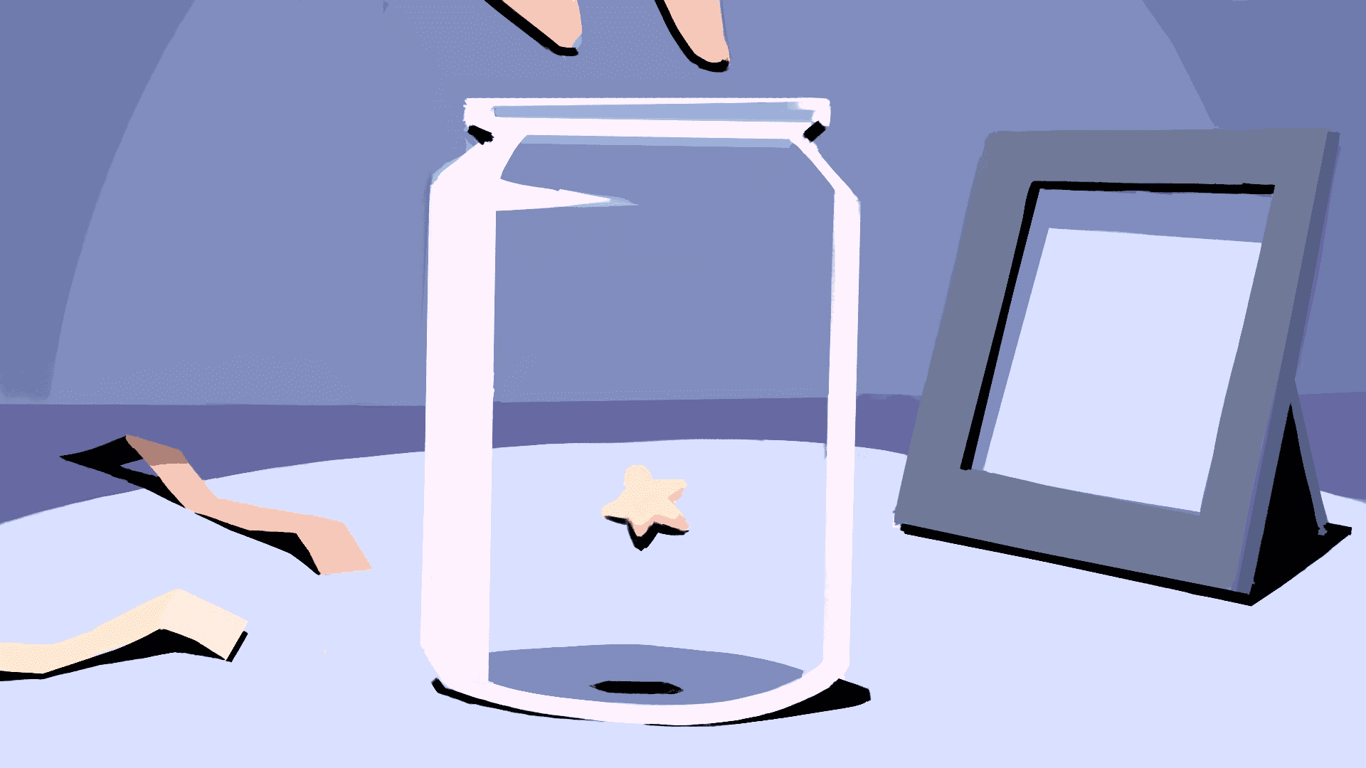 Close-up of a yellow tennis ball sitting on a green court, positioned near the white center line.