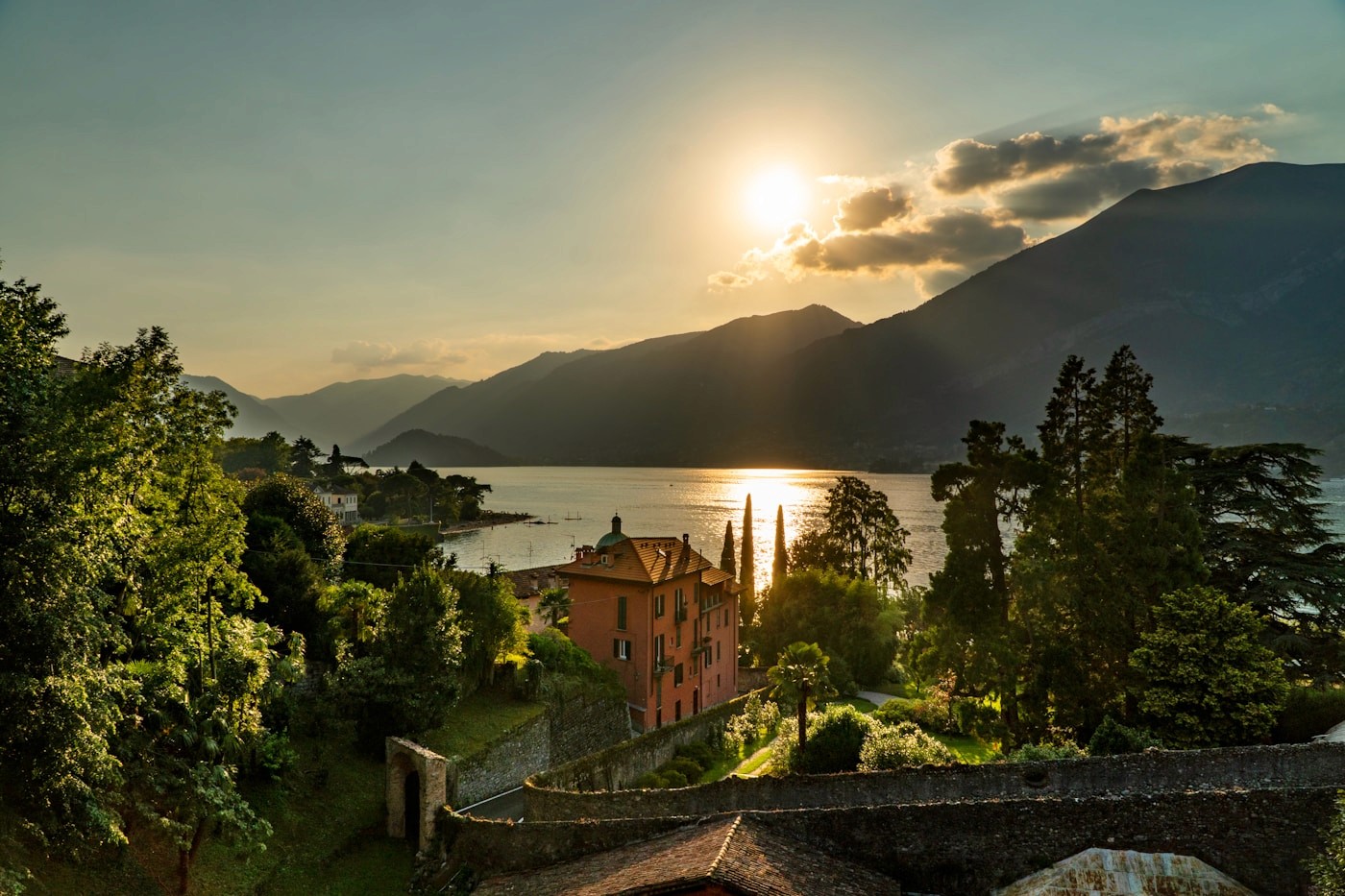 Sunset view across Lake Como for a private marriage proposal